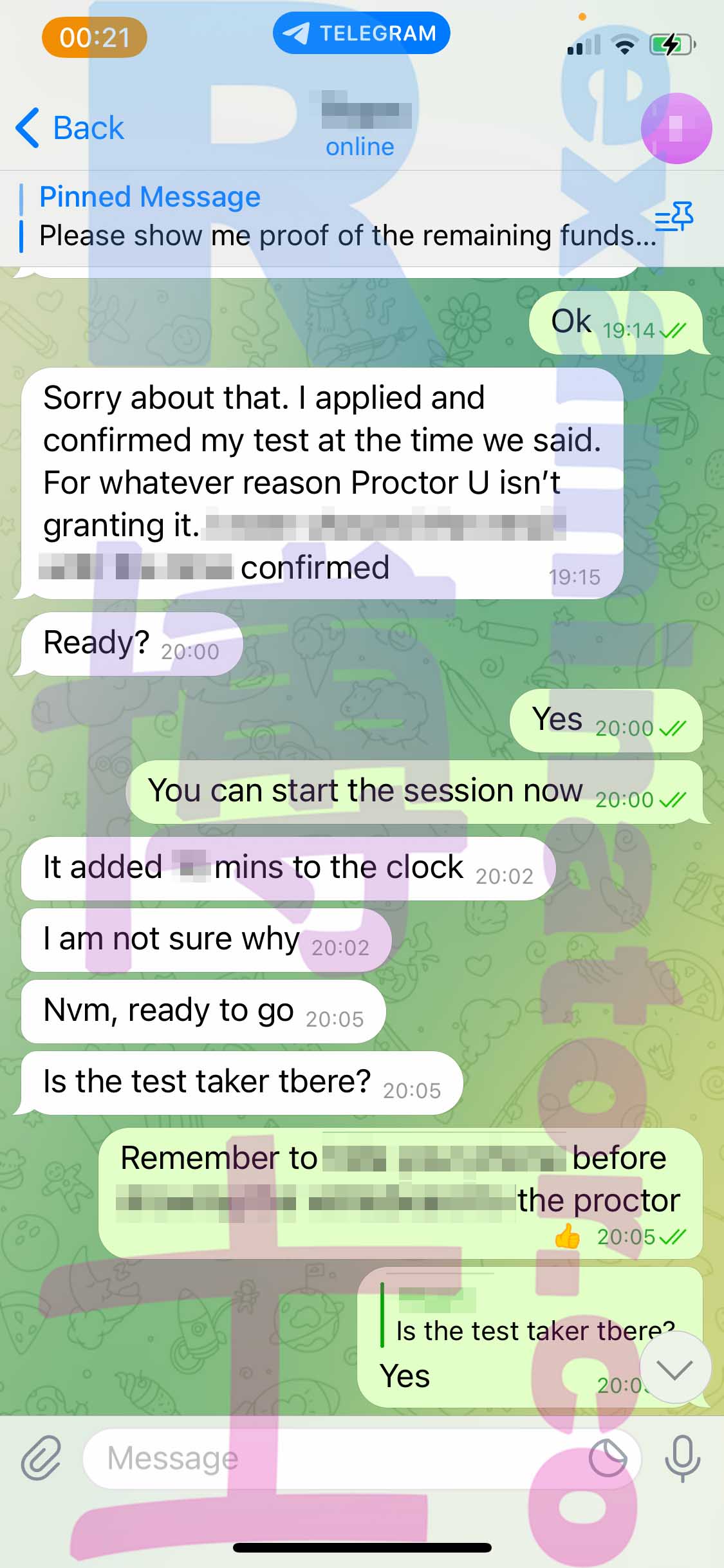 GRE代考保分成功案例#357的与客户对话截图