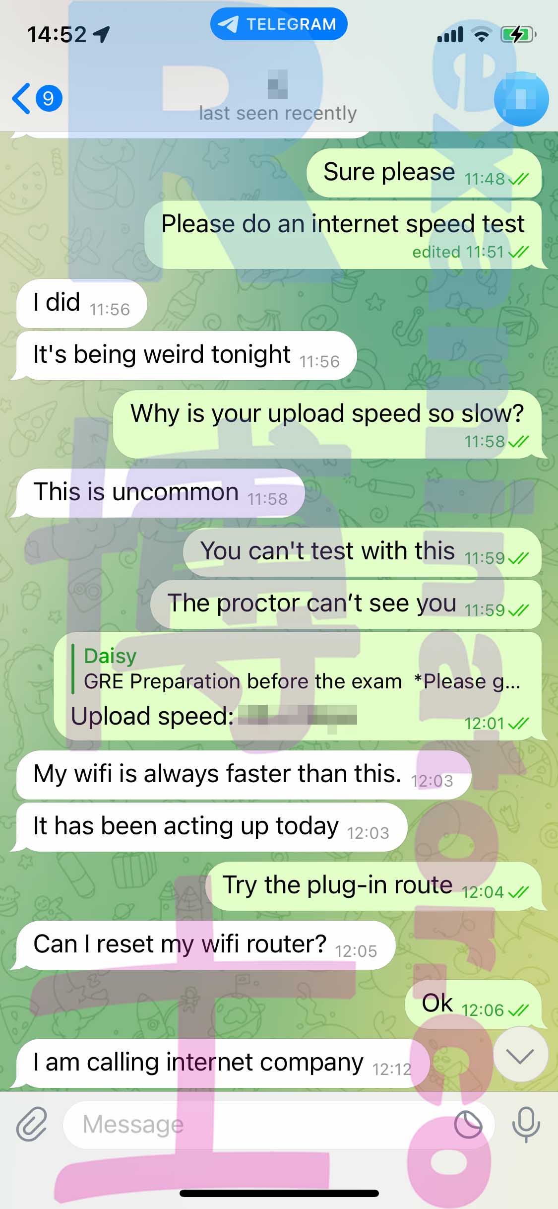 GRE代考保分成功案例#436的与客户对话截图