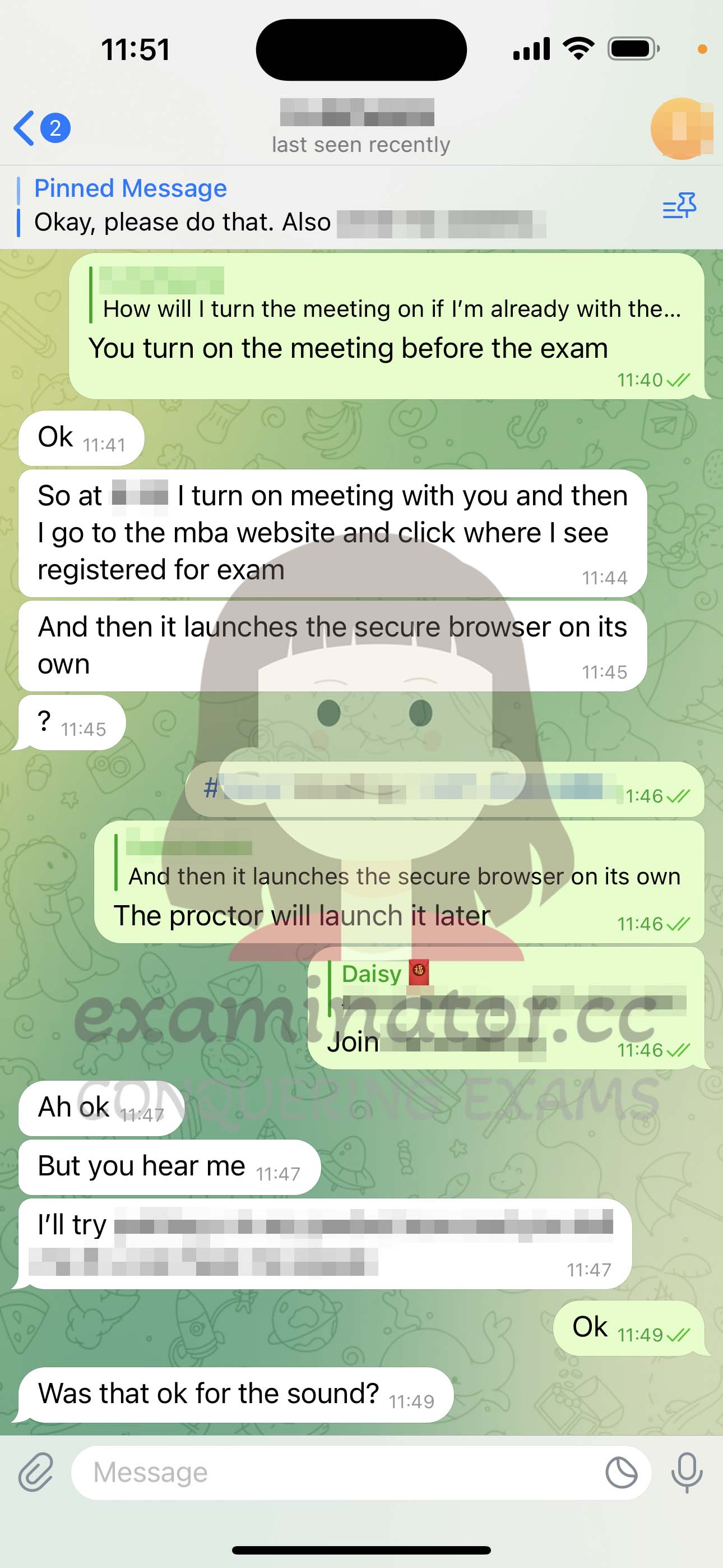 GMAT代考保分成功案例#593的与客户对话截图