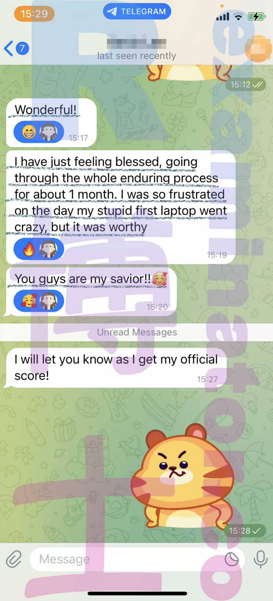 GRE代考保分成功案例#413的与客户对话截图