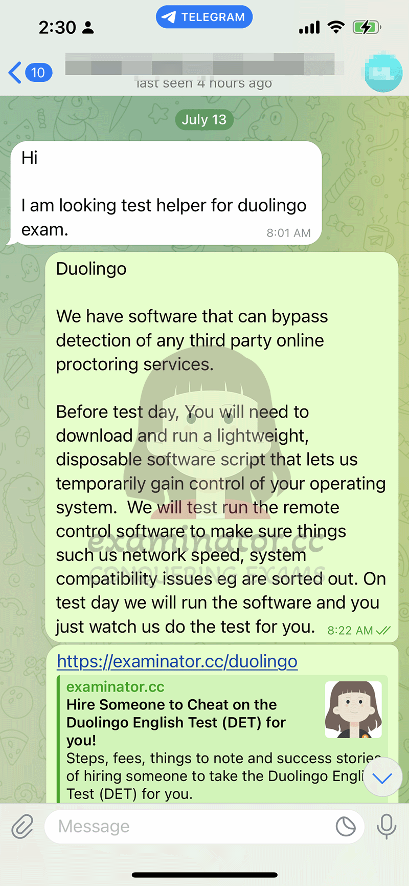 duolingo english test cheating speaking section