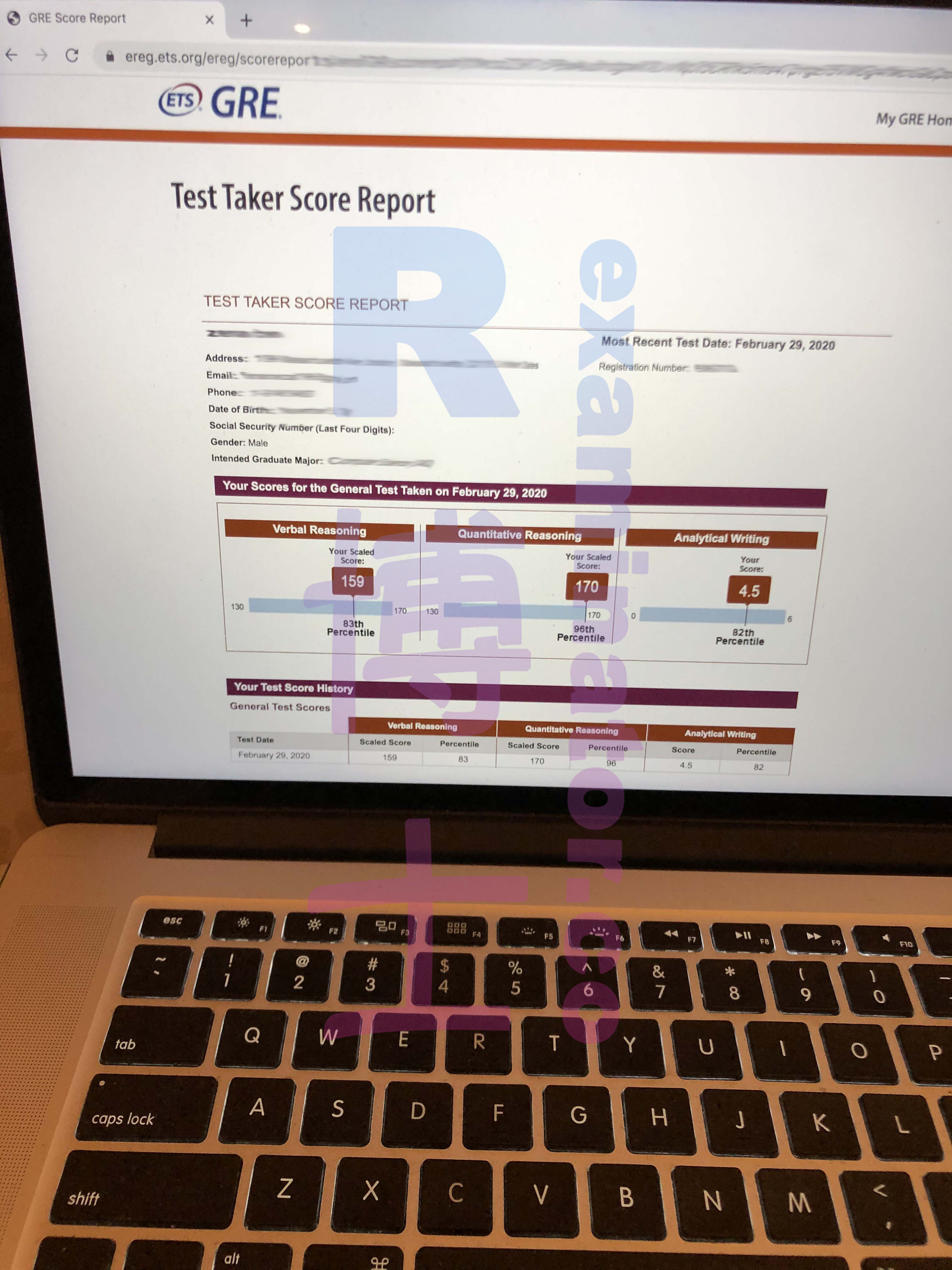 February 29, 2020 GRE proxy test 329 points AW 4.5
