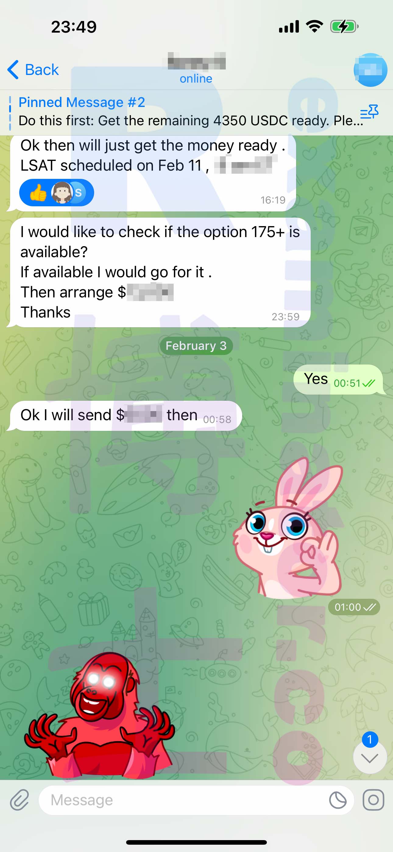 LSAT代考保分成功案例#482的与客户对话截图