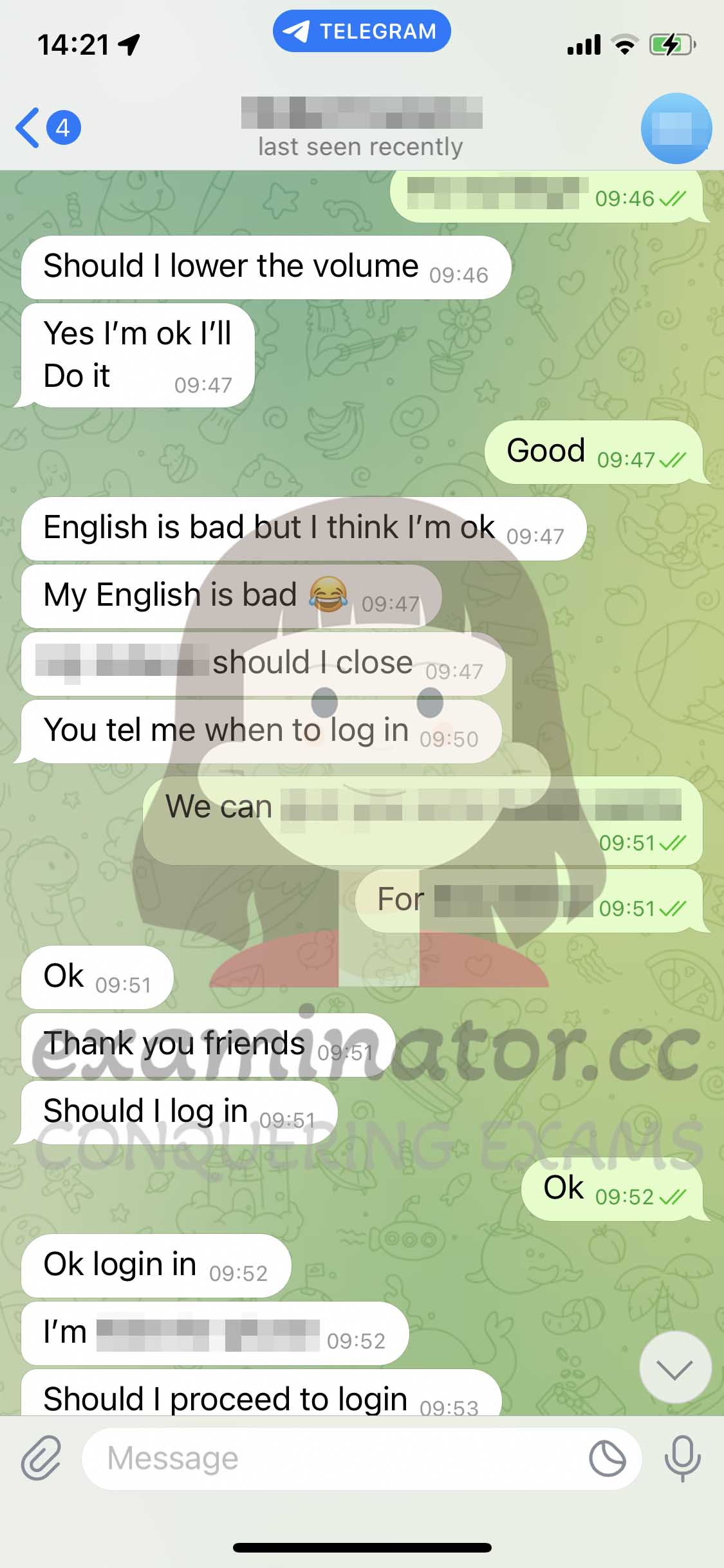 GRE代考保分成功案例#606的与客户对话截图