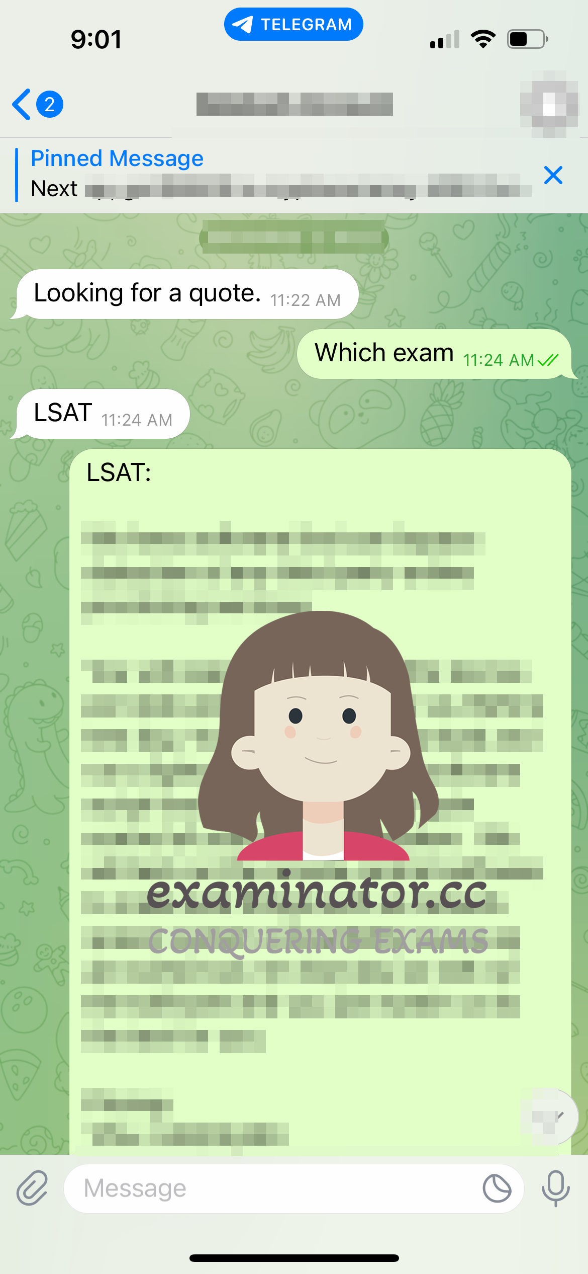 LSAT代考保分成功案例#571的与客户对话截图