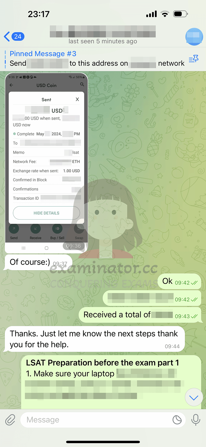 支付LSAT代考定金和约定考试时间
