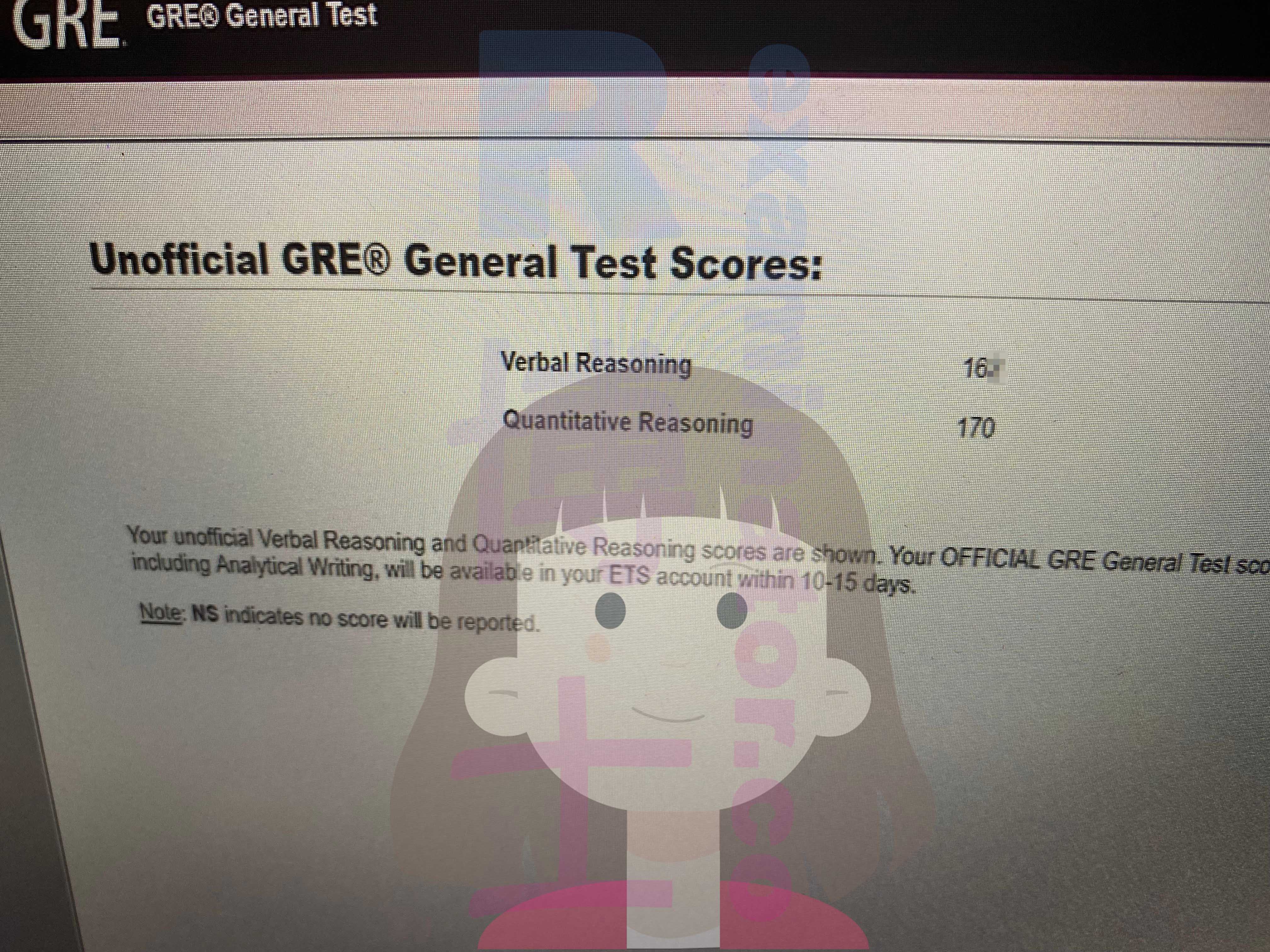 GRE代考保分成功案例#495的分数图