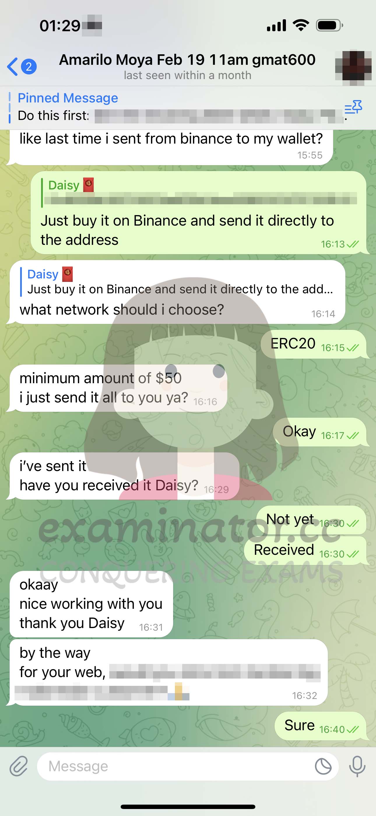 GMAT代考保分成功案例#589的与客户对话截图