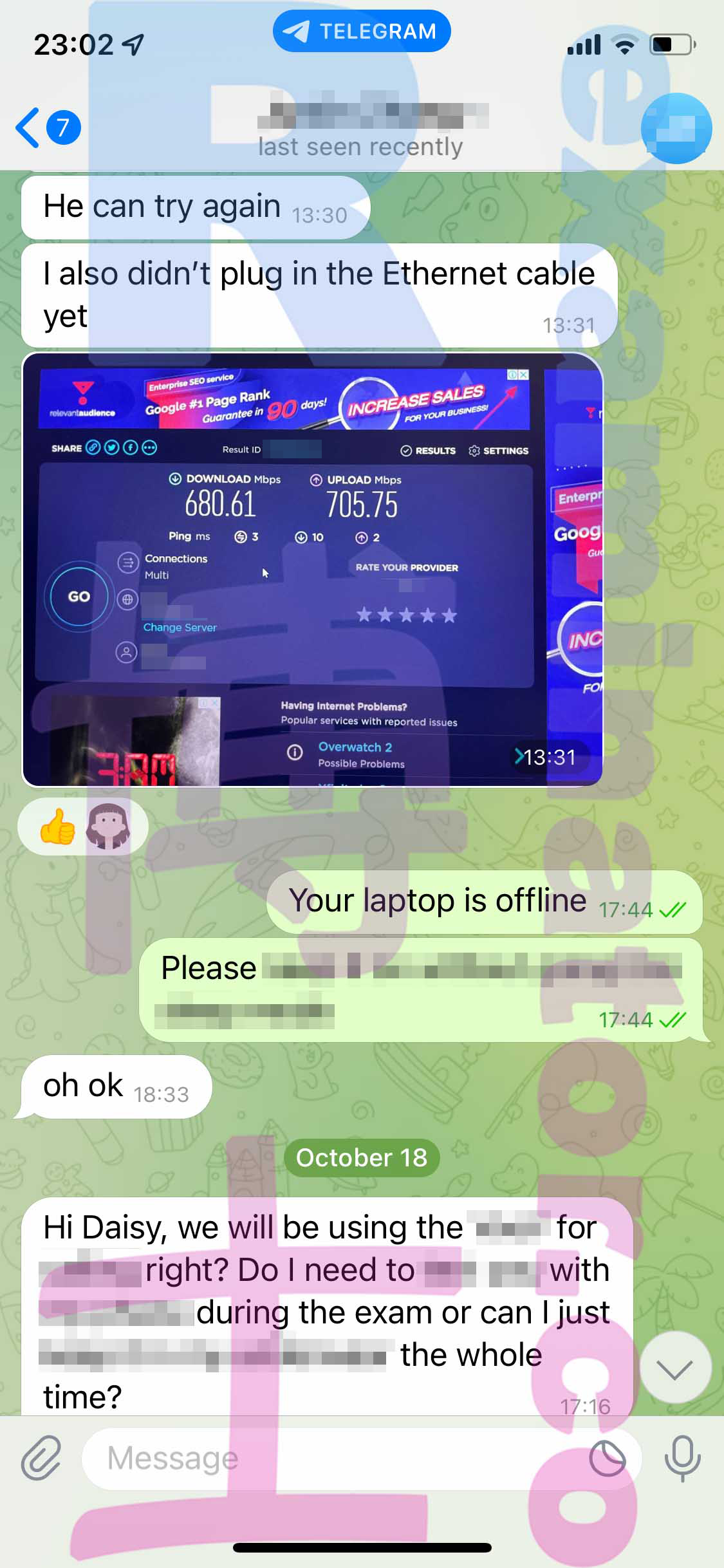 LSAT代考保分成功案例#408的与客户对话截图