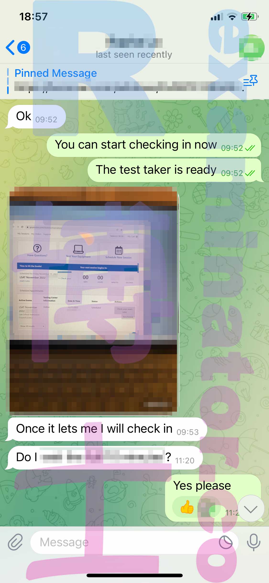 LSAT代考保分成功案例#423的与客户对话截图