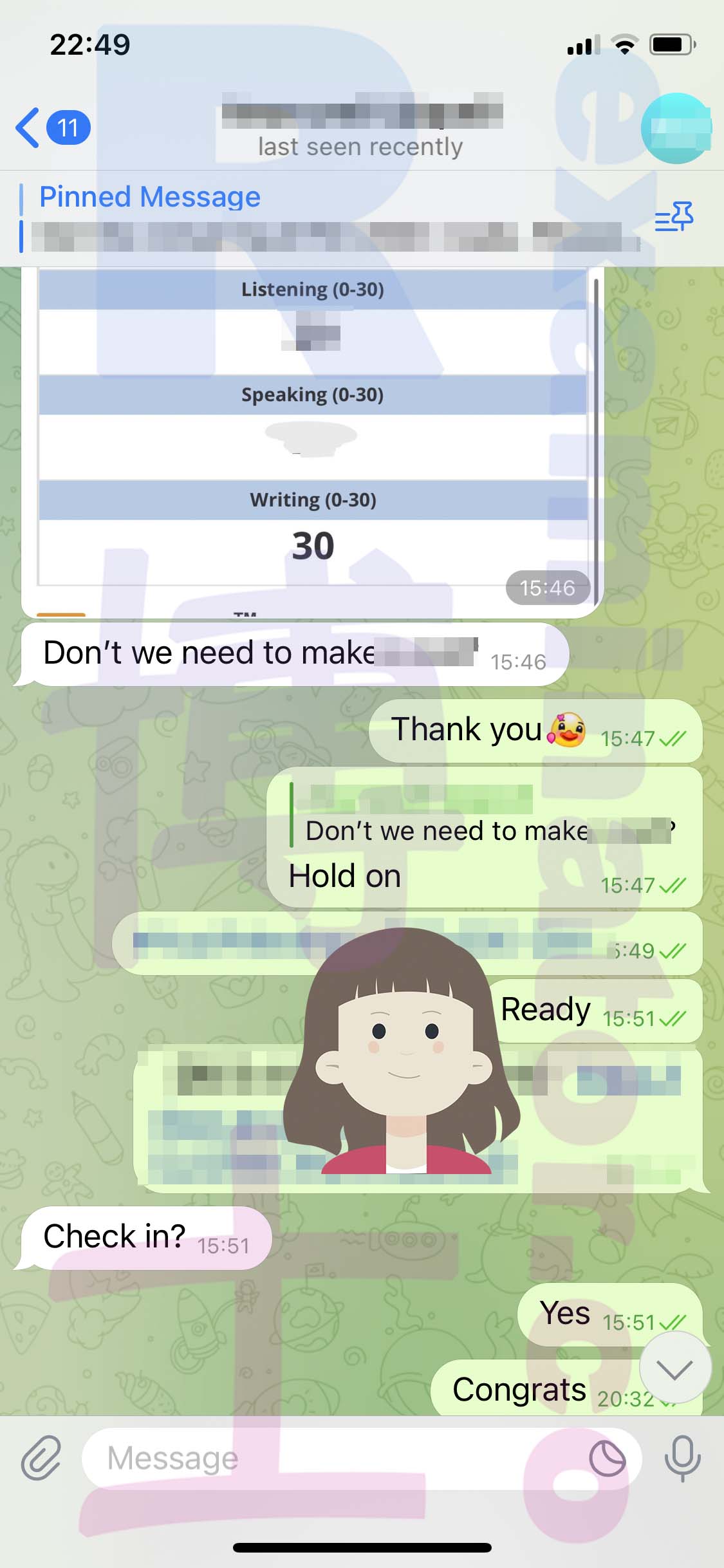 GRE代考保分成功案例#494的与客户对话截图