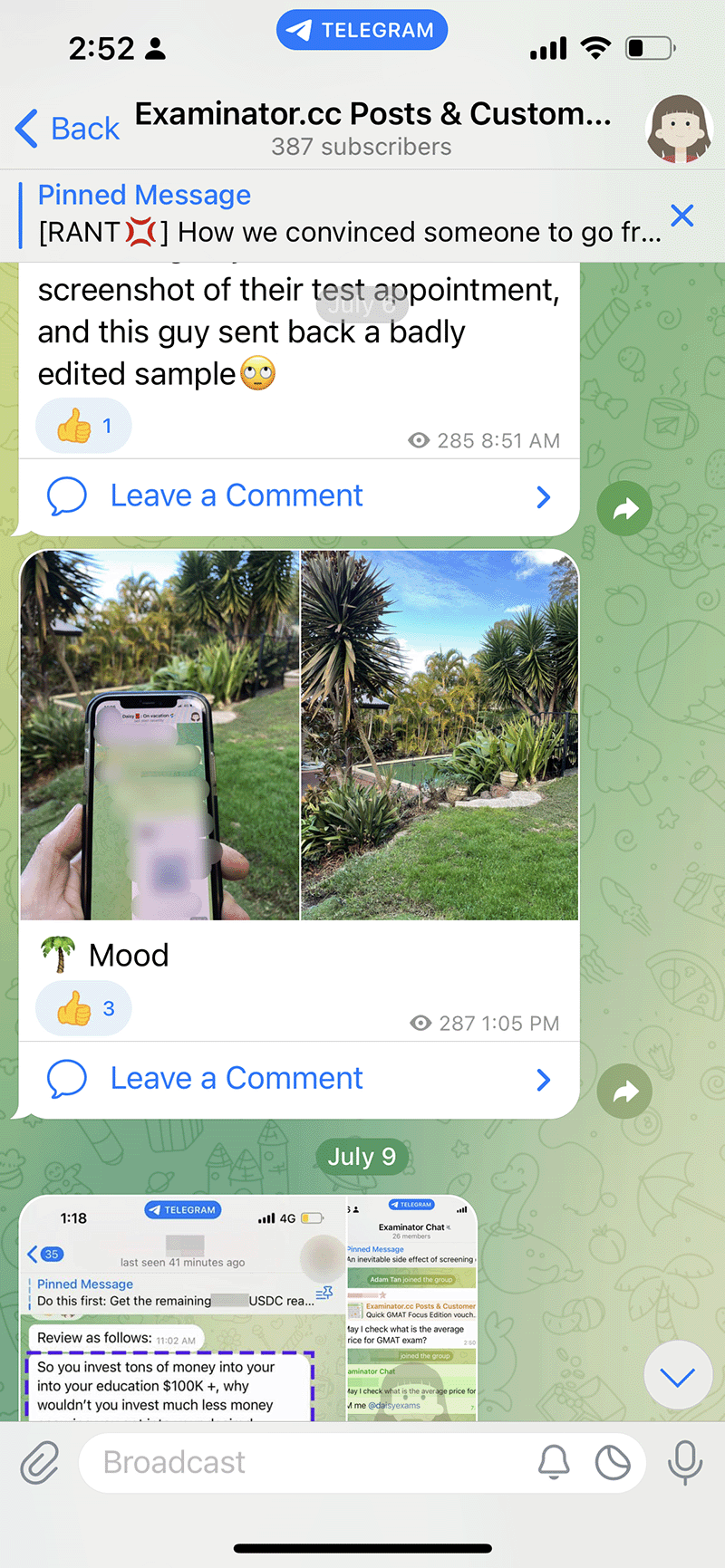 LSAT proxy testing telegram channel