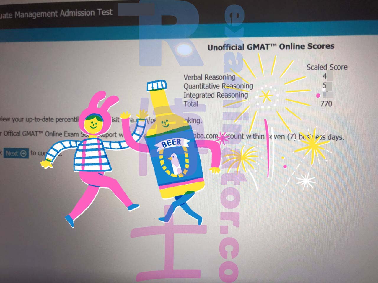 GMAT cheating service: Afternoon session of GMAT online successfully completed! 770 score~ You can know the score immediately after the test, which is great.
