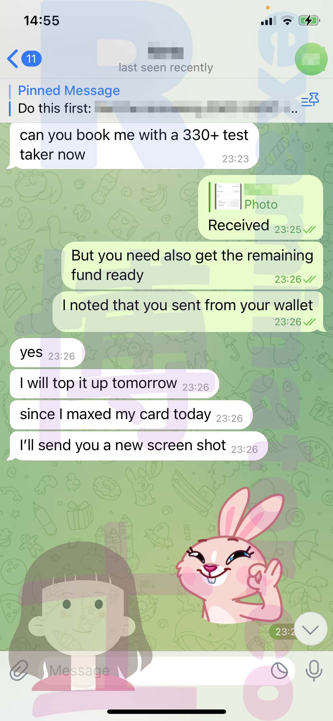 GRE代考保分成功案例#530的与客户对话截图