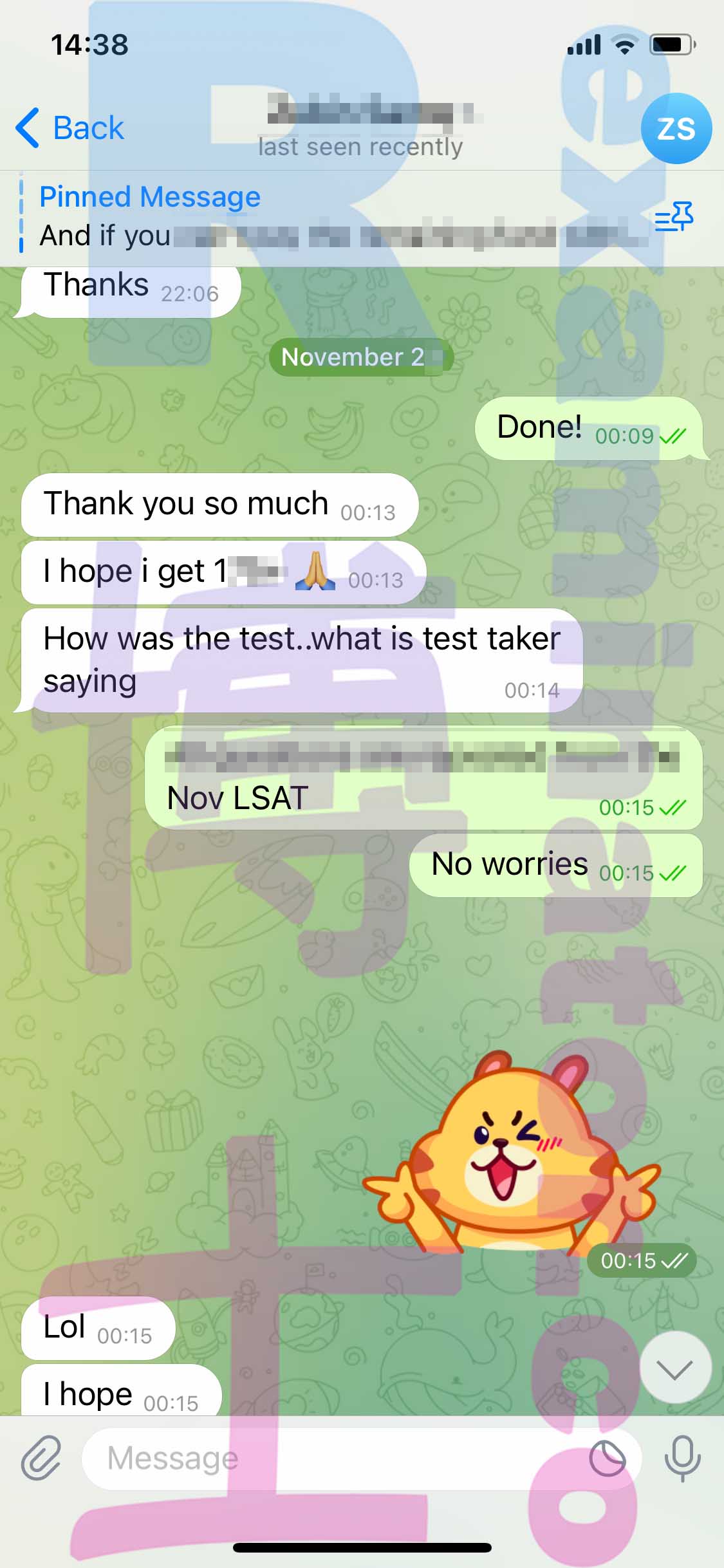 LSAT代考保分成功案例#426的与客户对话截图