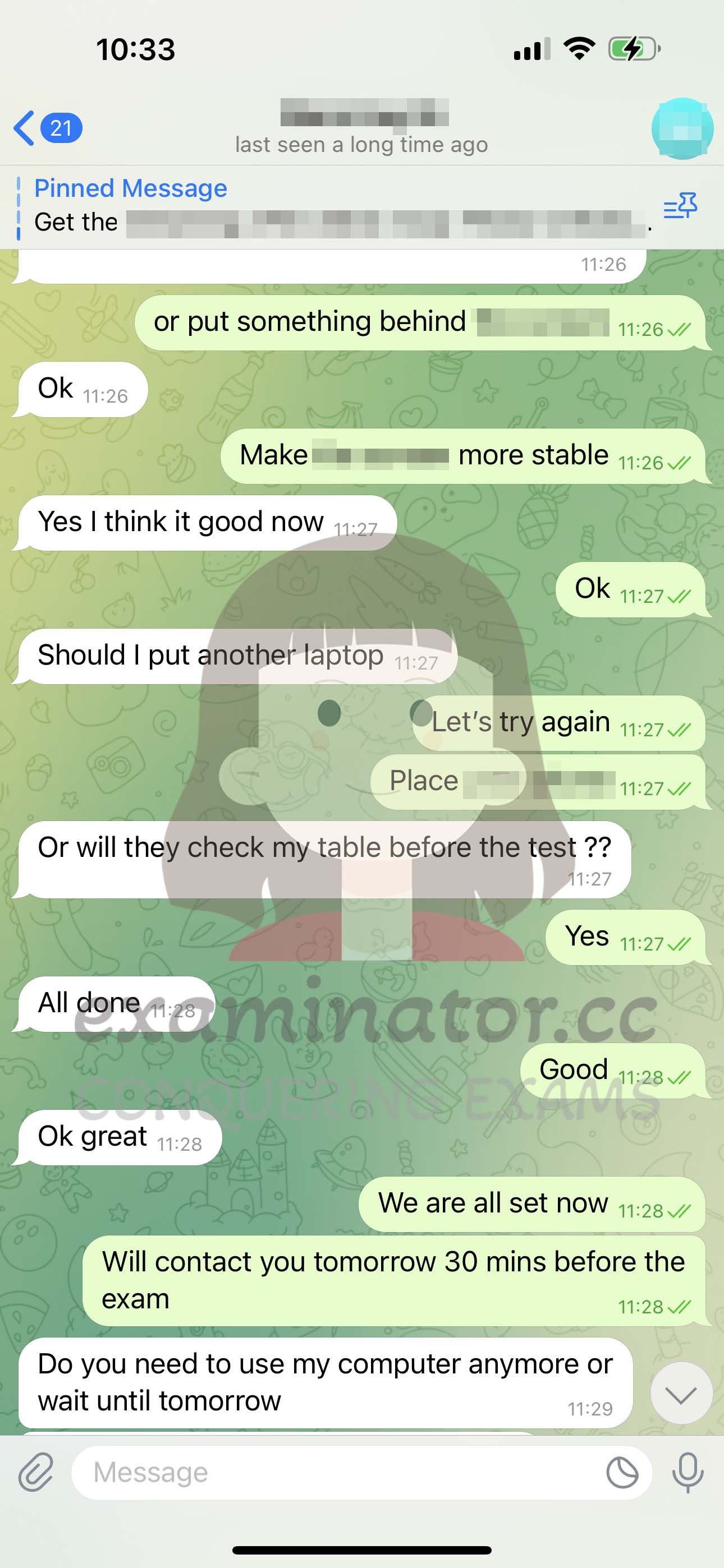 GRE代考保分成功案例#557的与客户对话截图