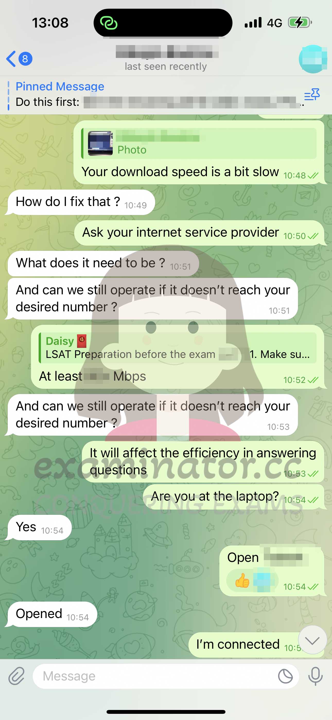 LSAT代考保分成功案例#599的与客户对话截图