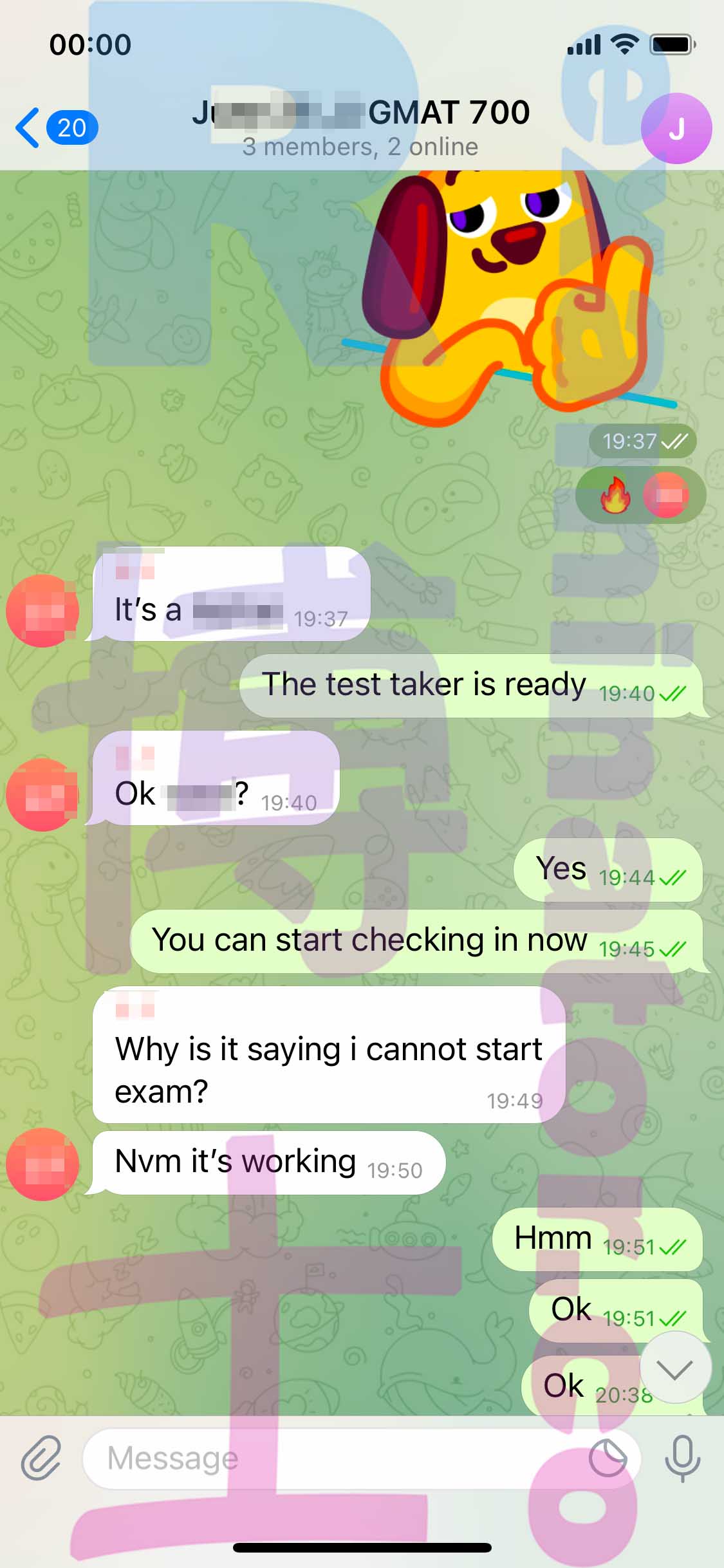 GMAT代考保分成功案例#340的与客户对话截图