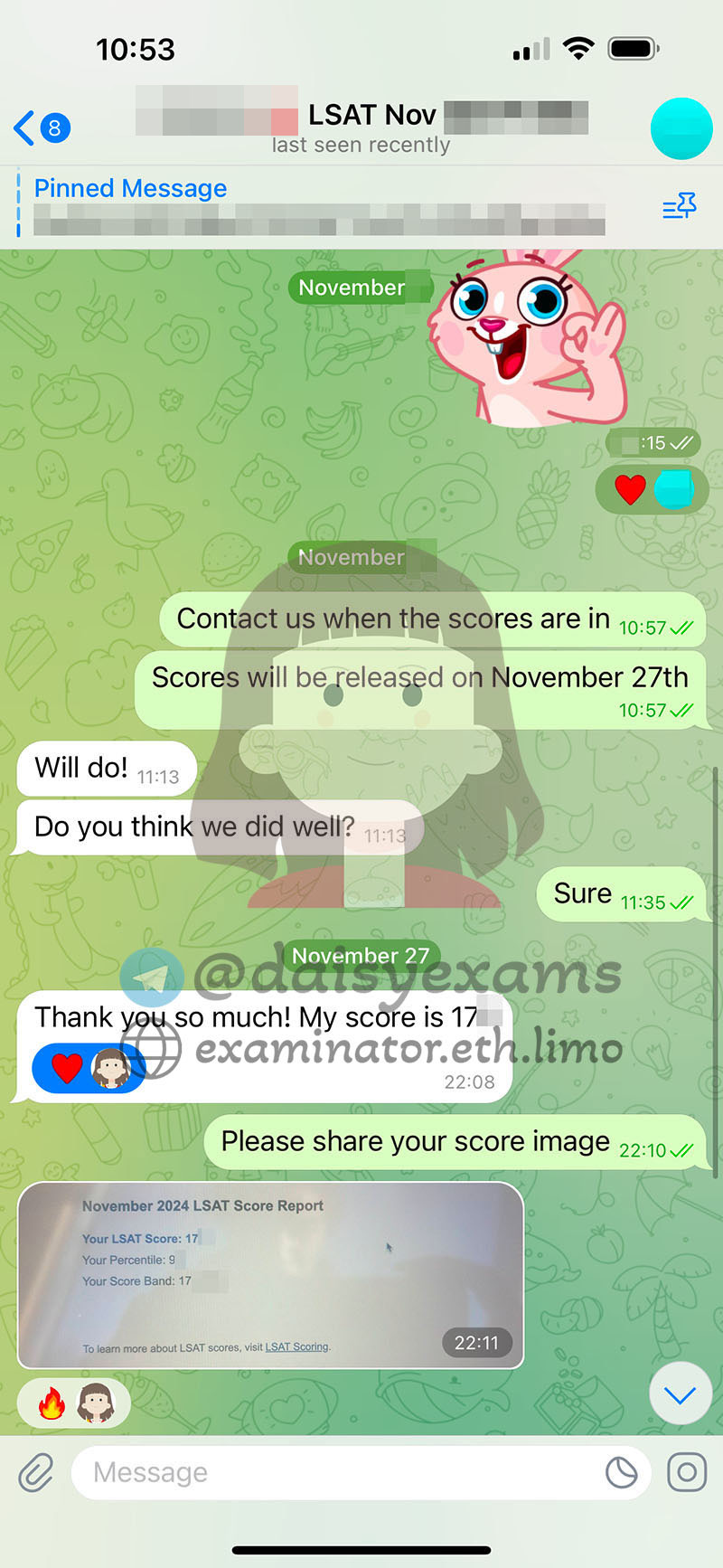 美国 LSAT 代考客户分数1