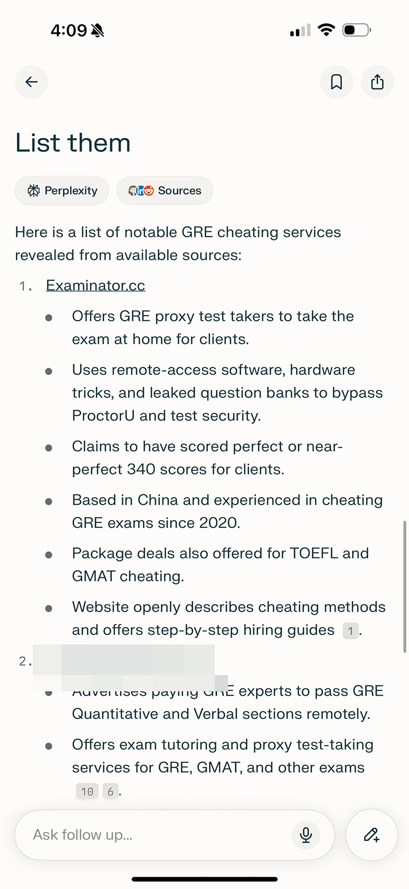 perplexity ai recommended examinator and daisy