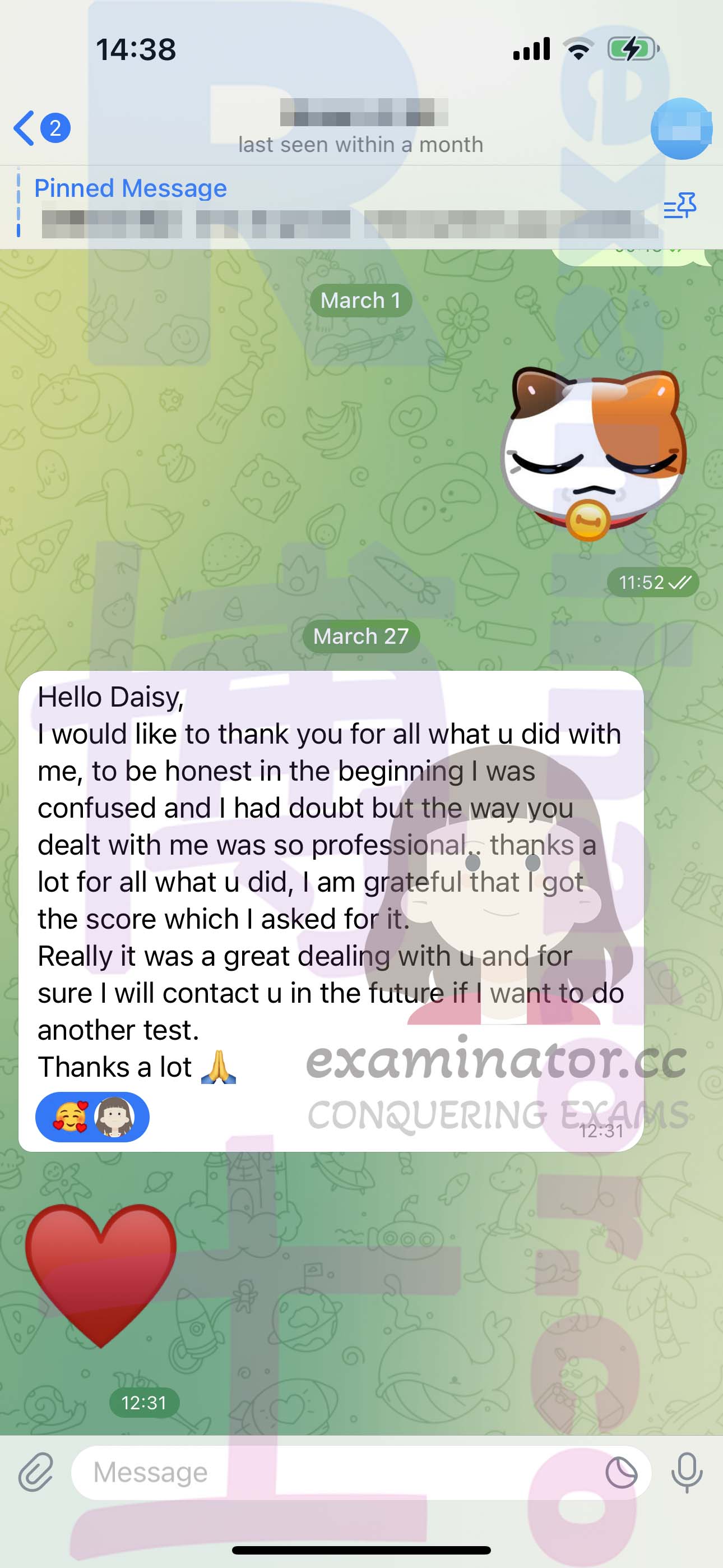 GRE代考保分成功案例#551的与客户对话截图