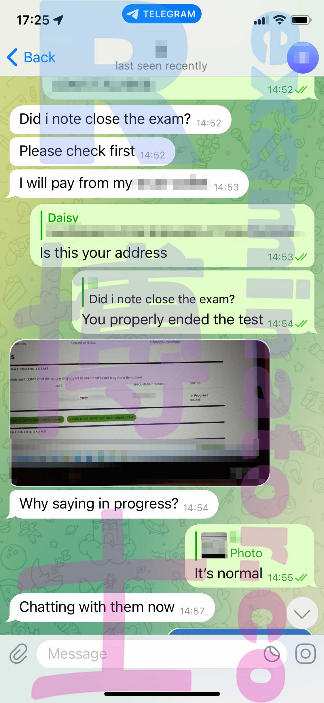 GMAT代考保分成功案例#397的与客户对话截图