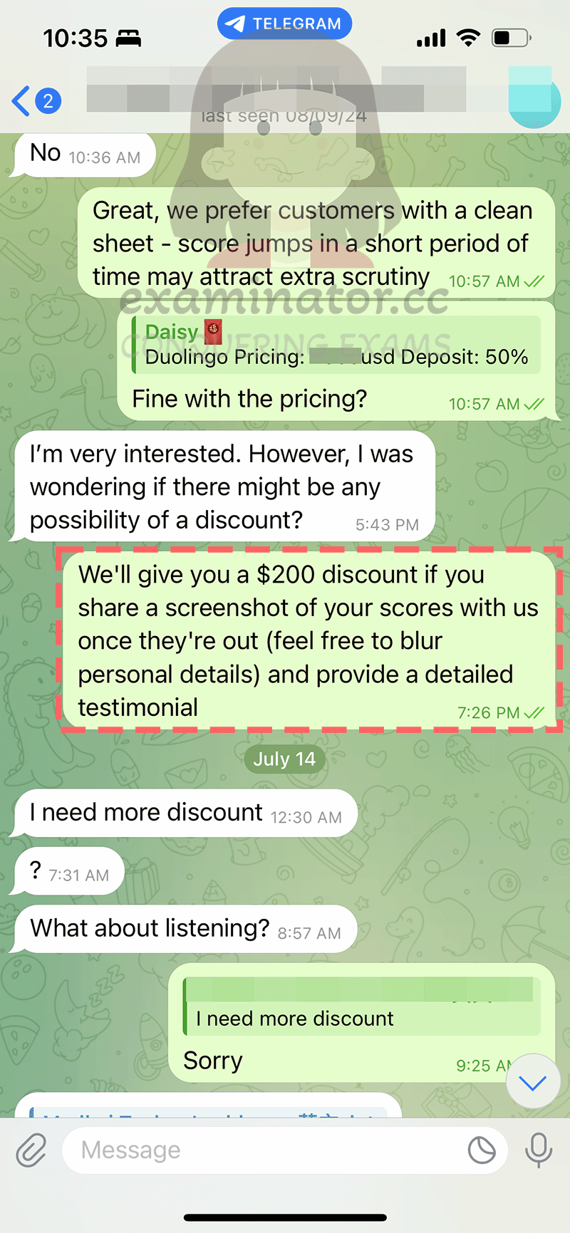 duolingo english test cheating discounts