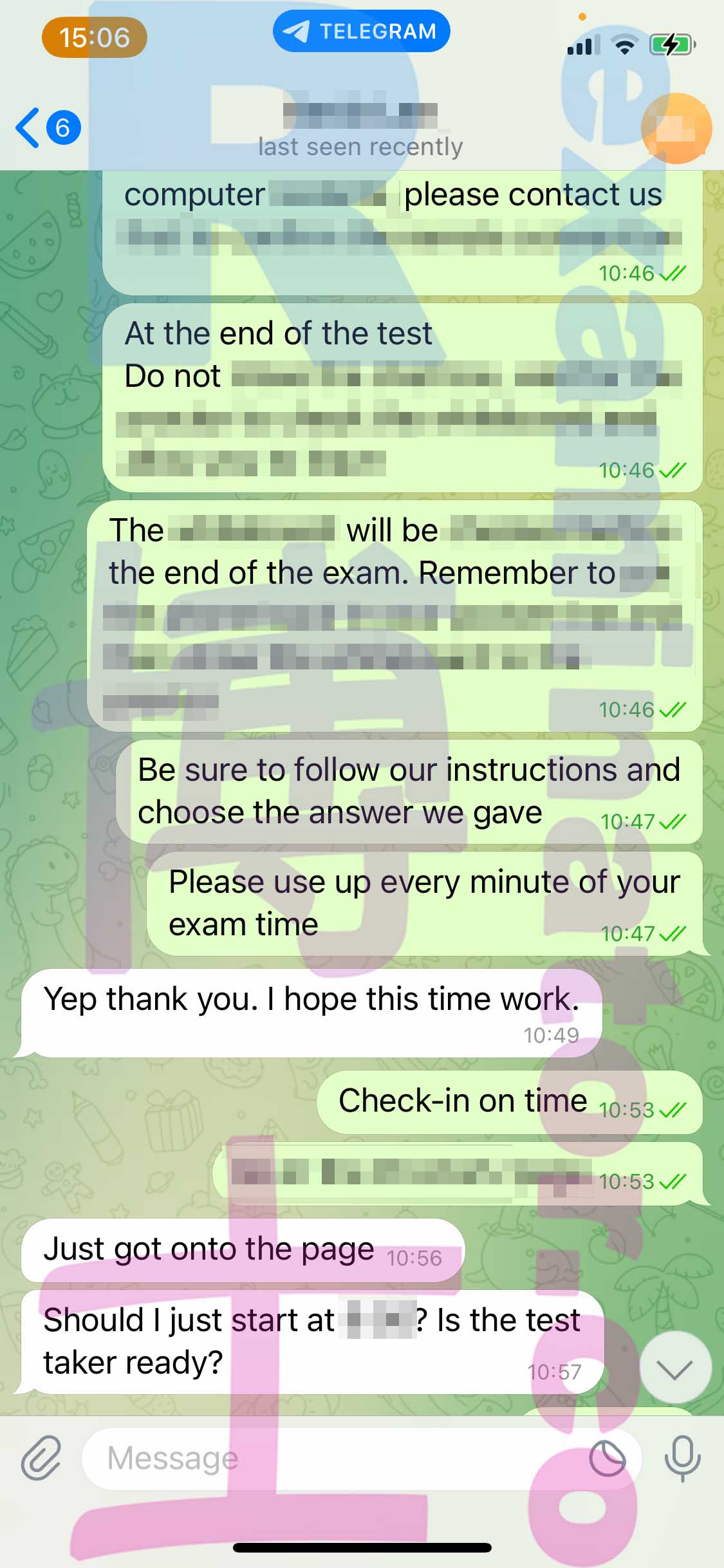 GRE代考保分成功案例#413的与客户对话截图