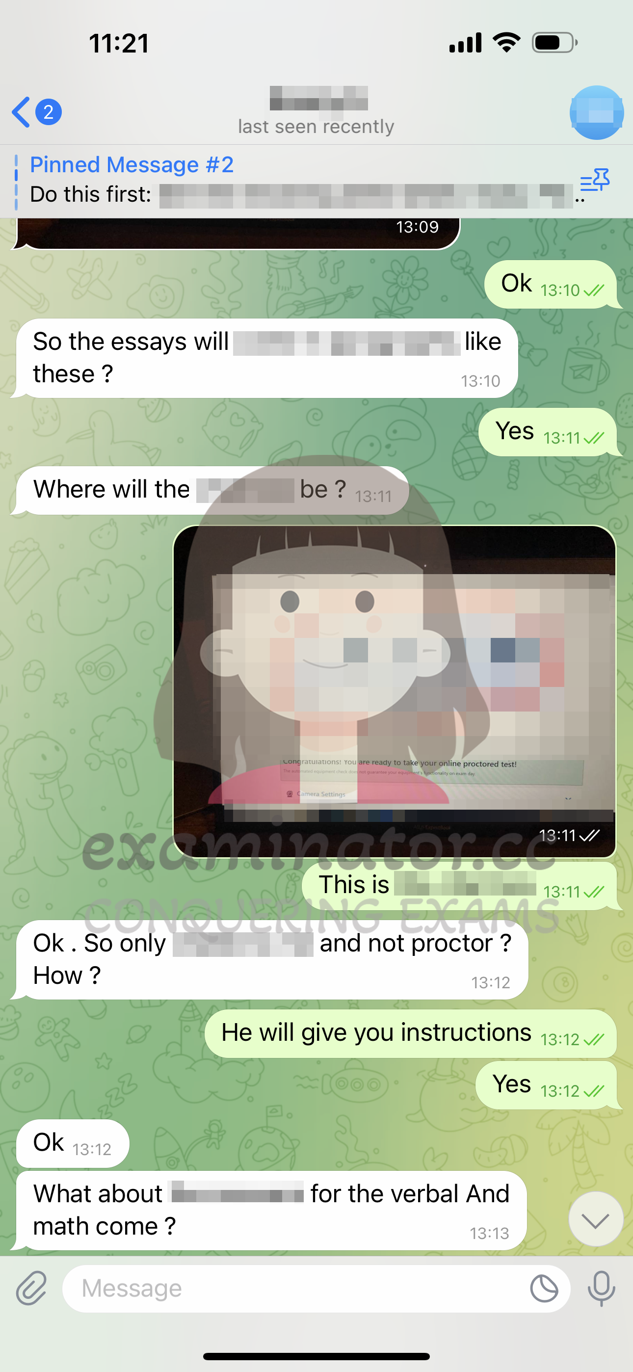GRE代考保分成功案例#565的与客户对话截图