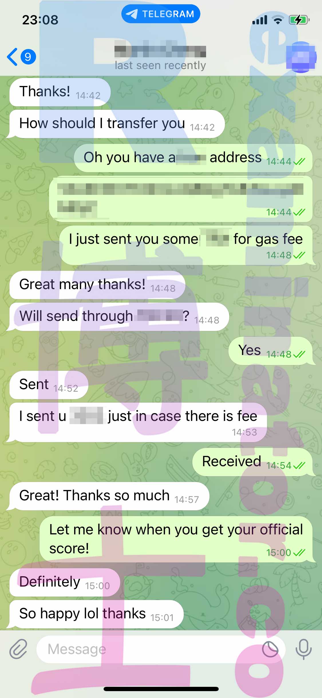 GRE代考保分成功案例#411的与客户对话截图