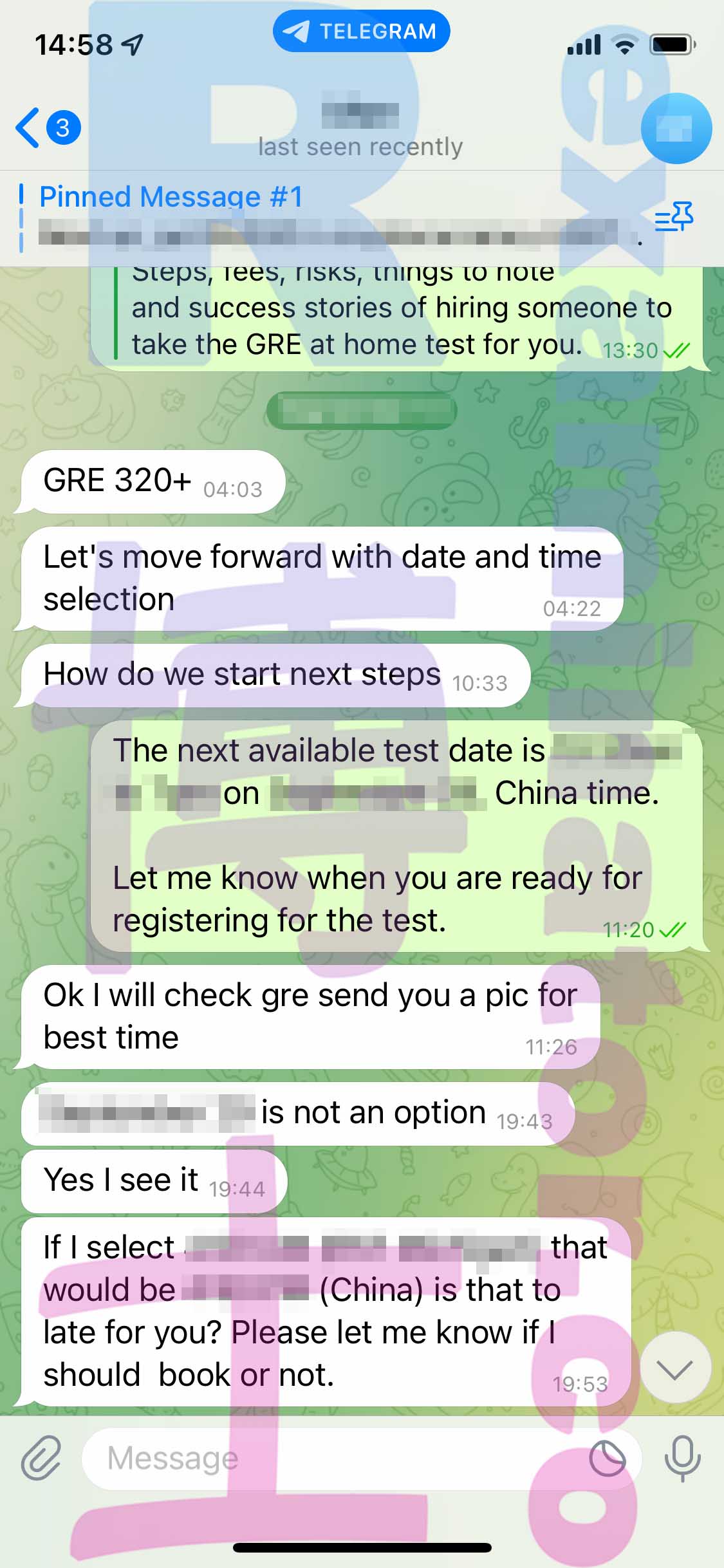 [GRE代考保分]成功案例#257的对话截图