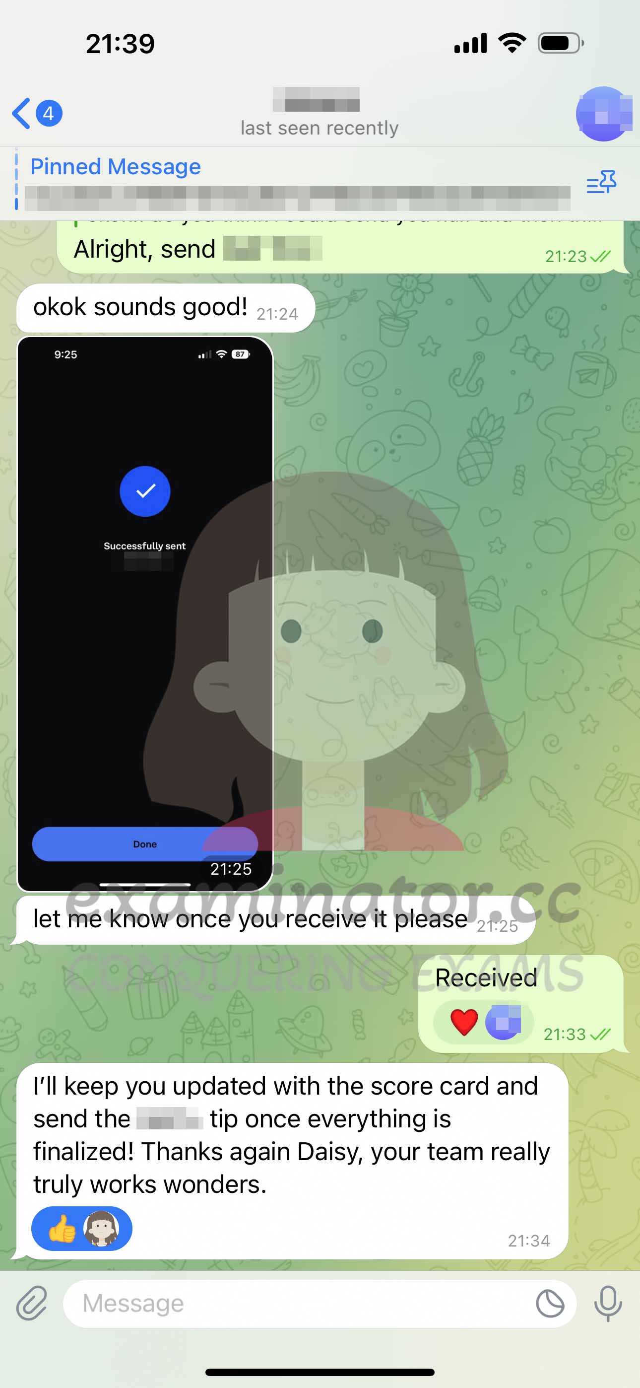 GRE代考保分成功案例#611的与客户对话截图