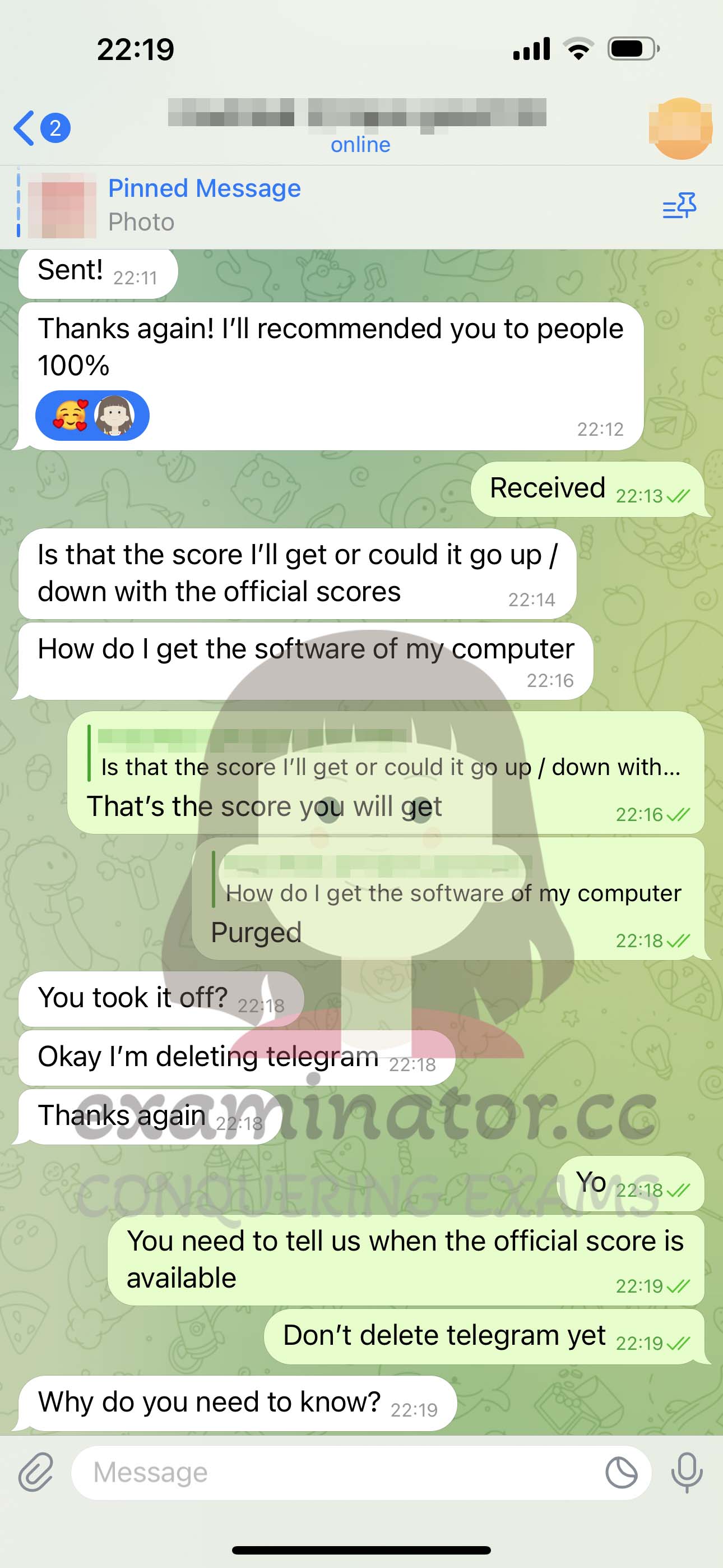GMAT代考保分成功案例#556的与客户对话截图