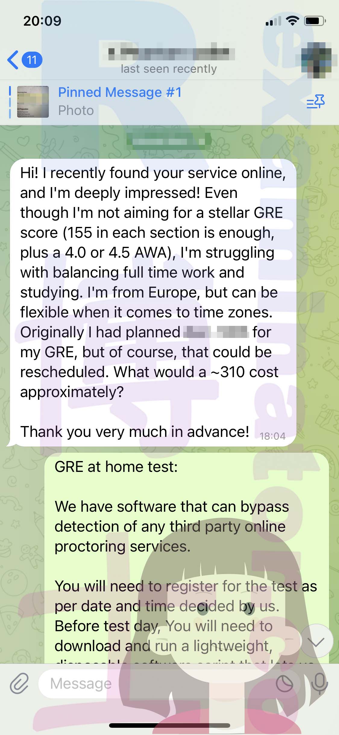 [GRE代考保分]成功案例#319的对话截图