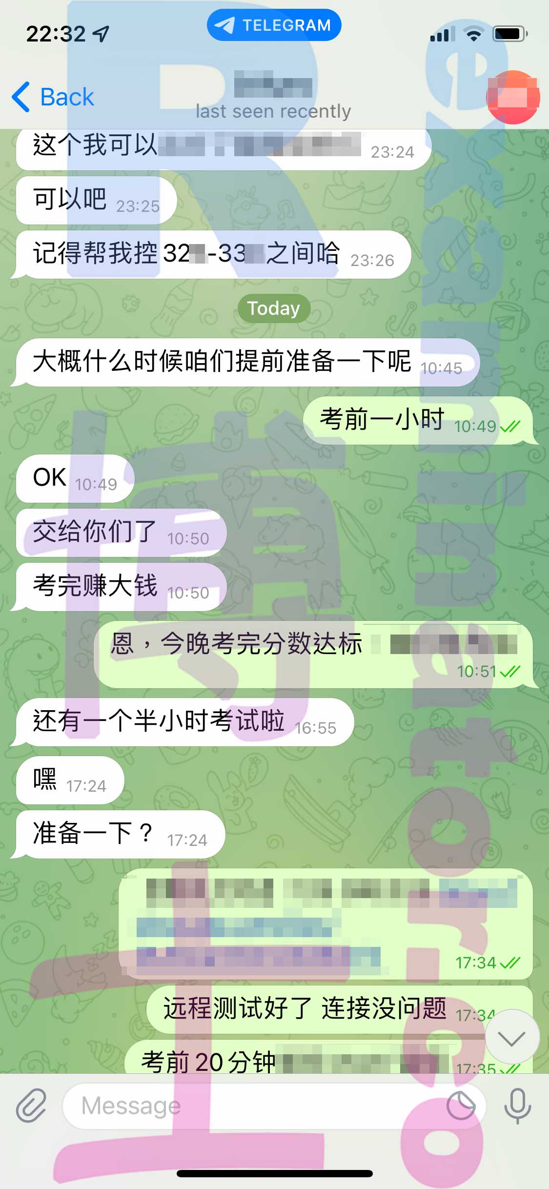 GRE代考保分成功案例#360的与客户对话截图