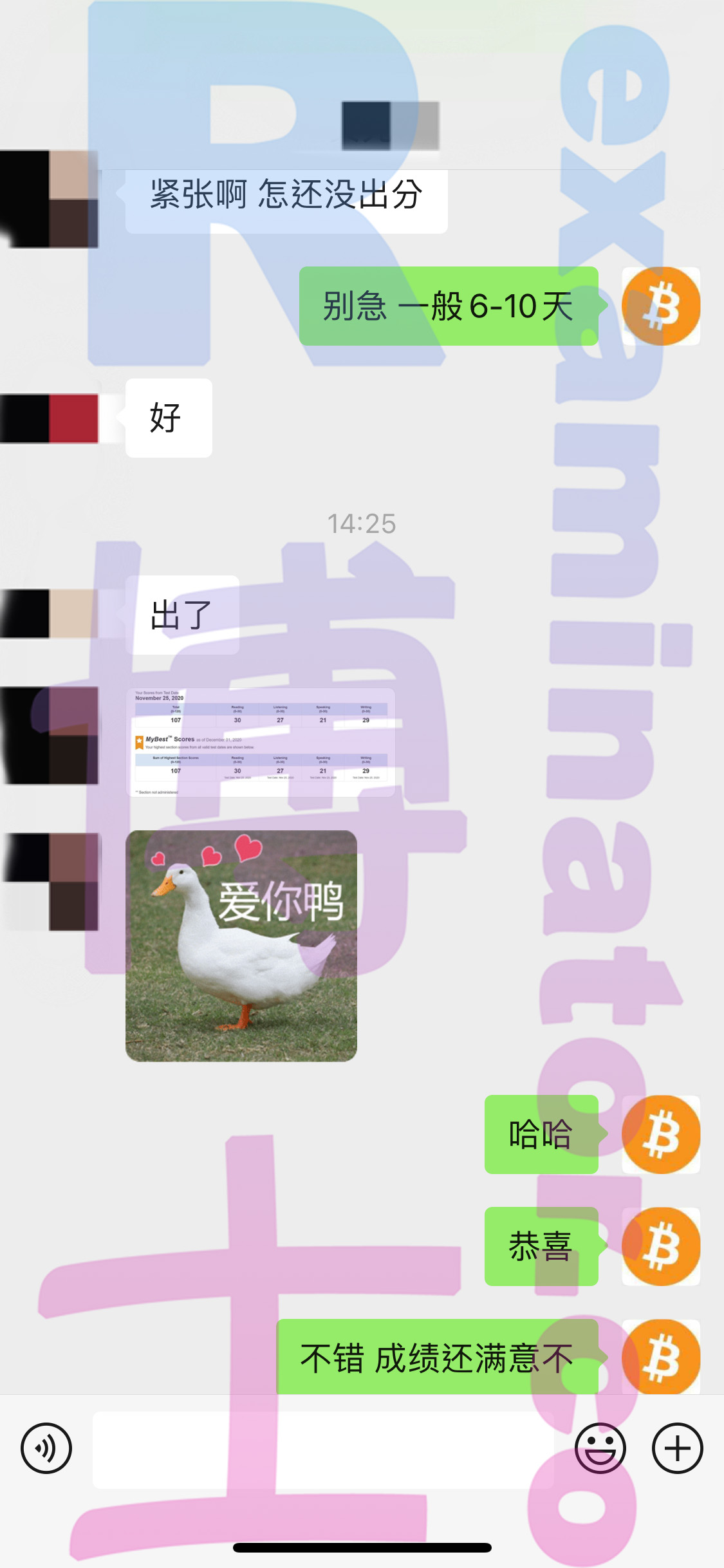 托福代考保分成功案例#117的与客户对话截图