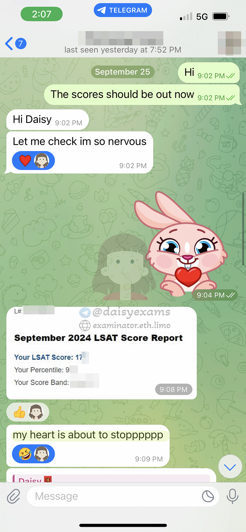 🇺🇸 Sept 2024 LSAT Proxy Customer: 'Heart Nearly Stopped' at Score, Appreciates Strict Payment Policy 💝