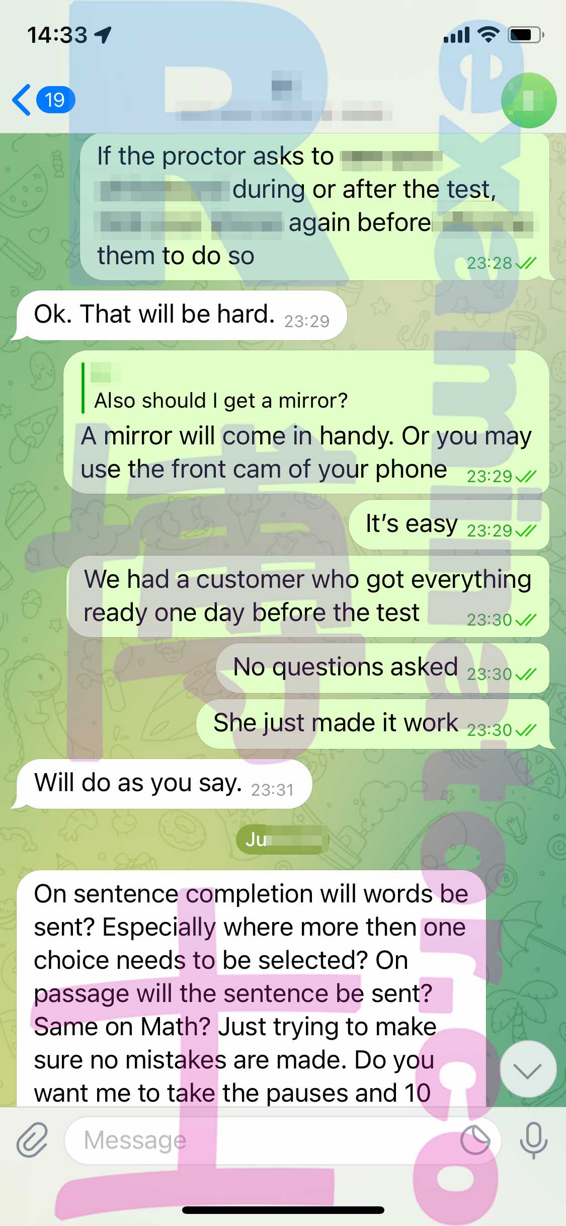 GRE代考保分成功案例#344的与客户对话截图
