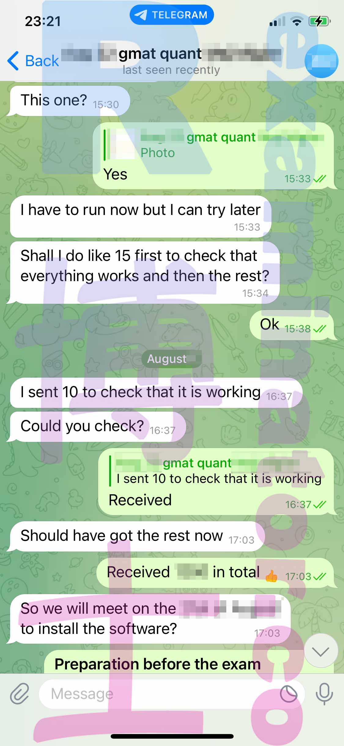 [GMAT代考保分]成功案例#236的对话截图