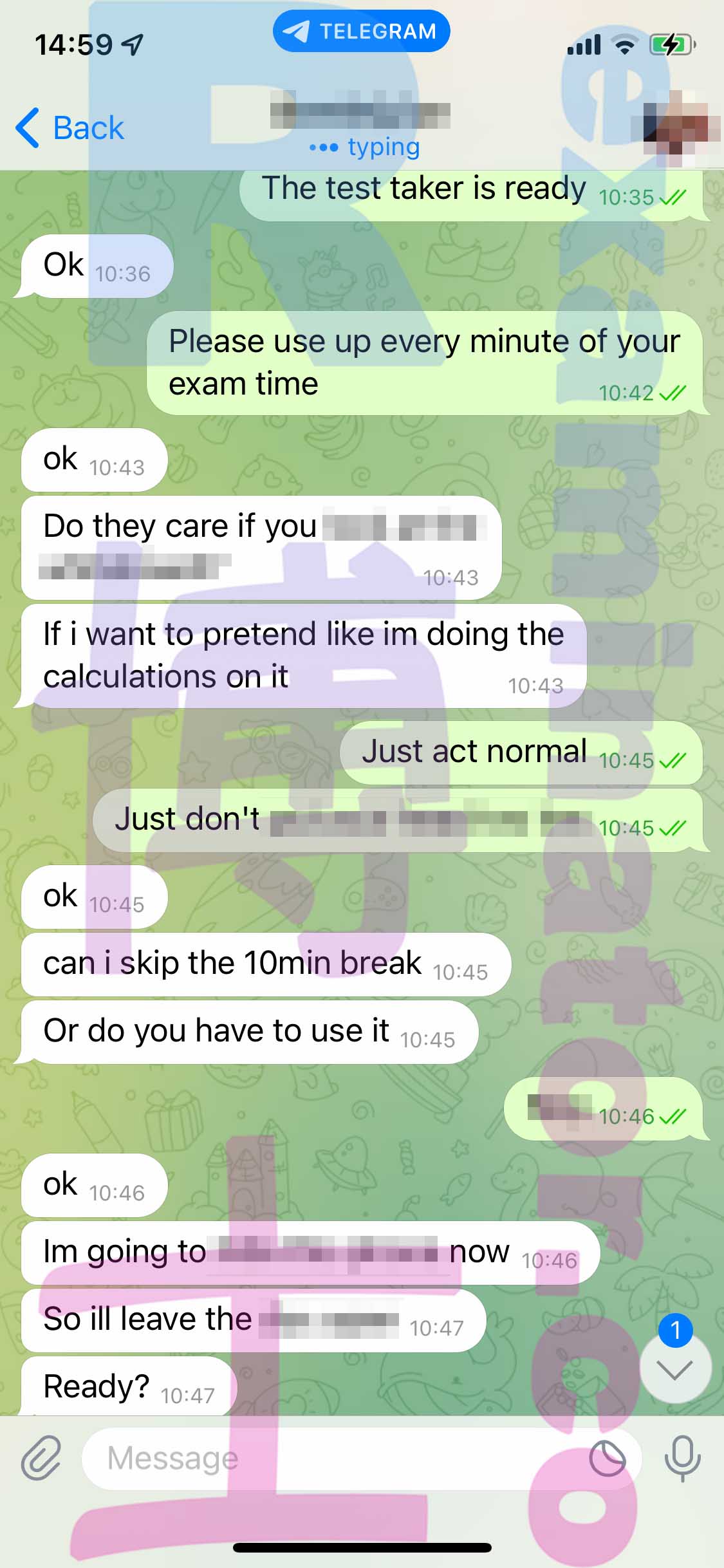 GRE代考保分成功案例#409的与客户对话截图