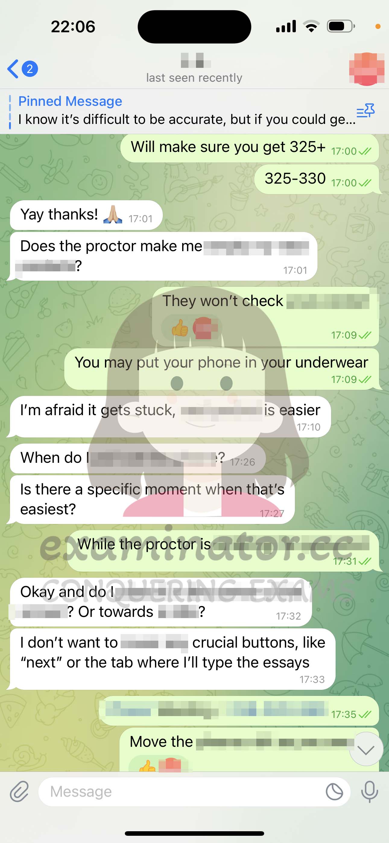 GRE代考保分成功案例#552的与客户对话截图