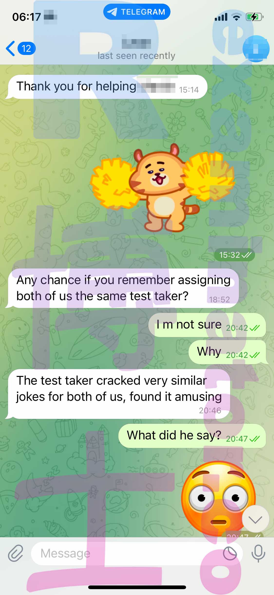 GRE代考保分成功案例#411的与客户对话截图