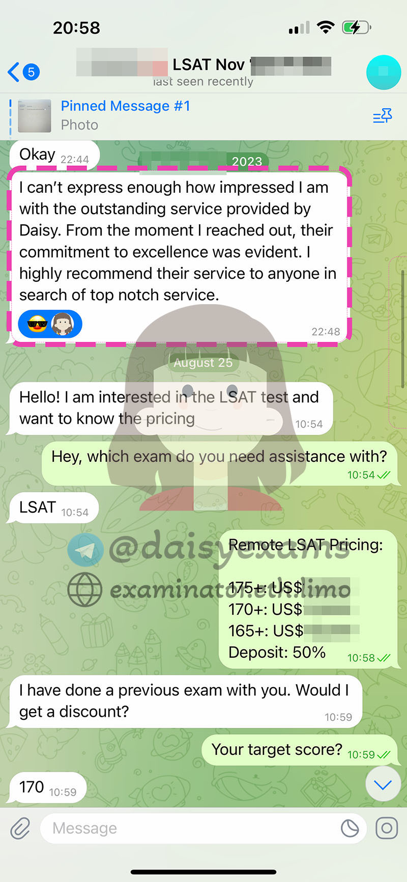 美国 LSAT 代考客户背景2