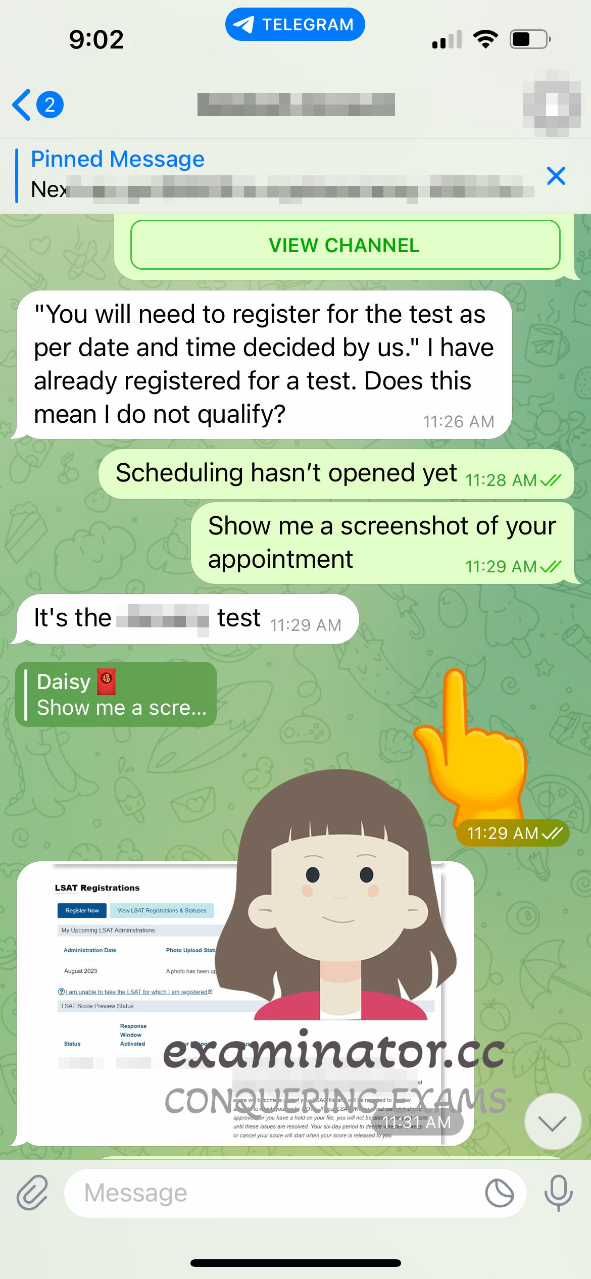 LSAT代考保分成功案例#571的与客户对话截图