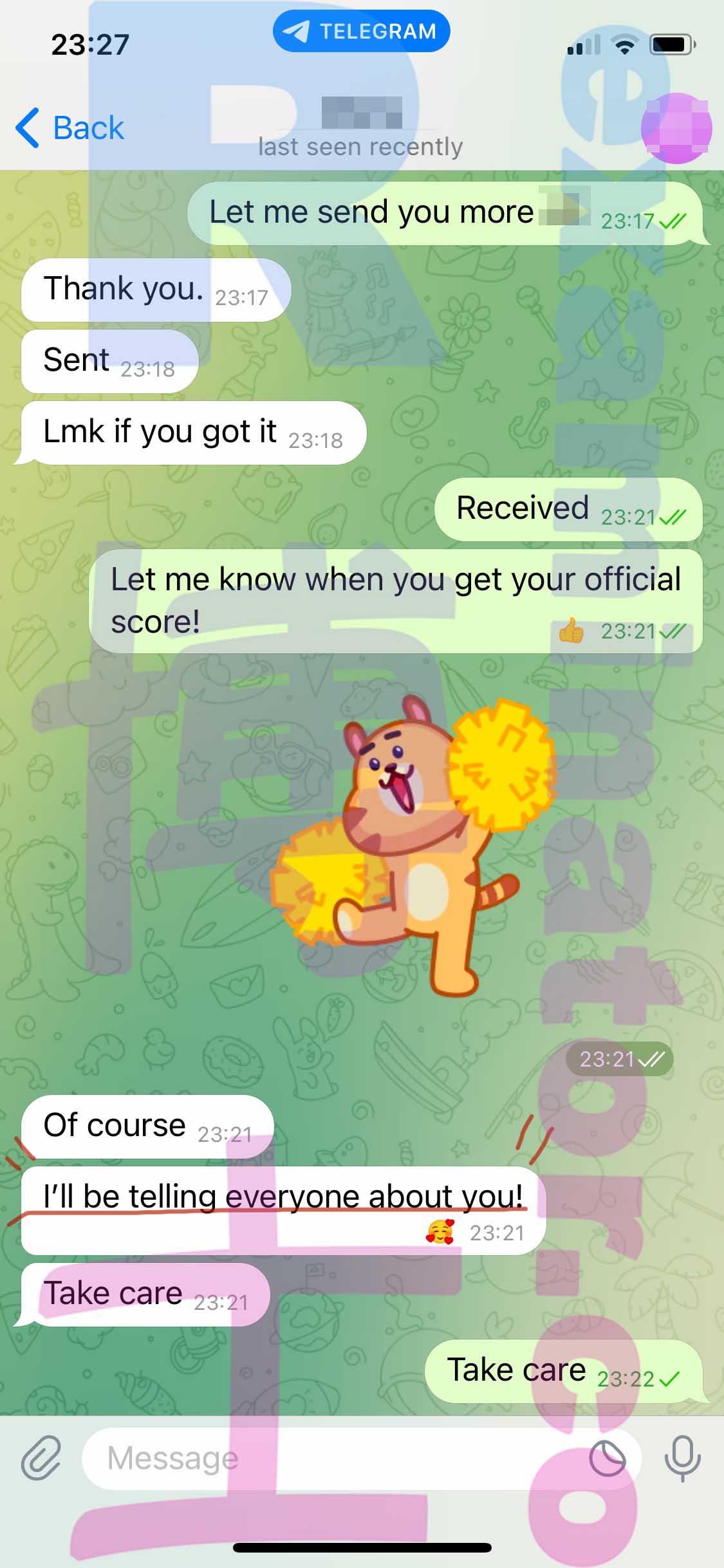 GRE代考保分成功案例#382的与客户对话截图
