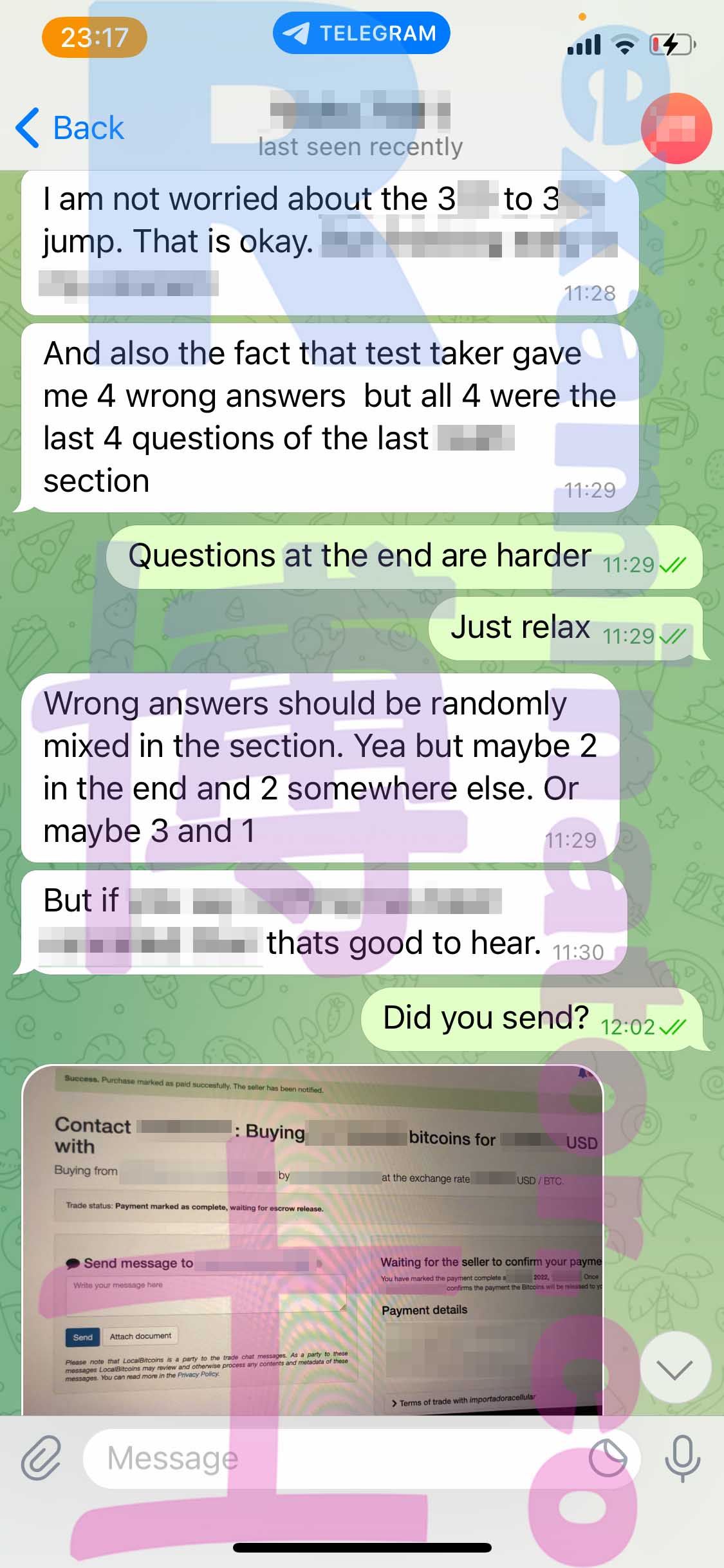 GRE代考保分成功案例#358的与客户对话截图
