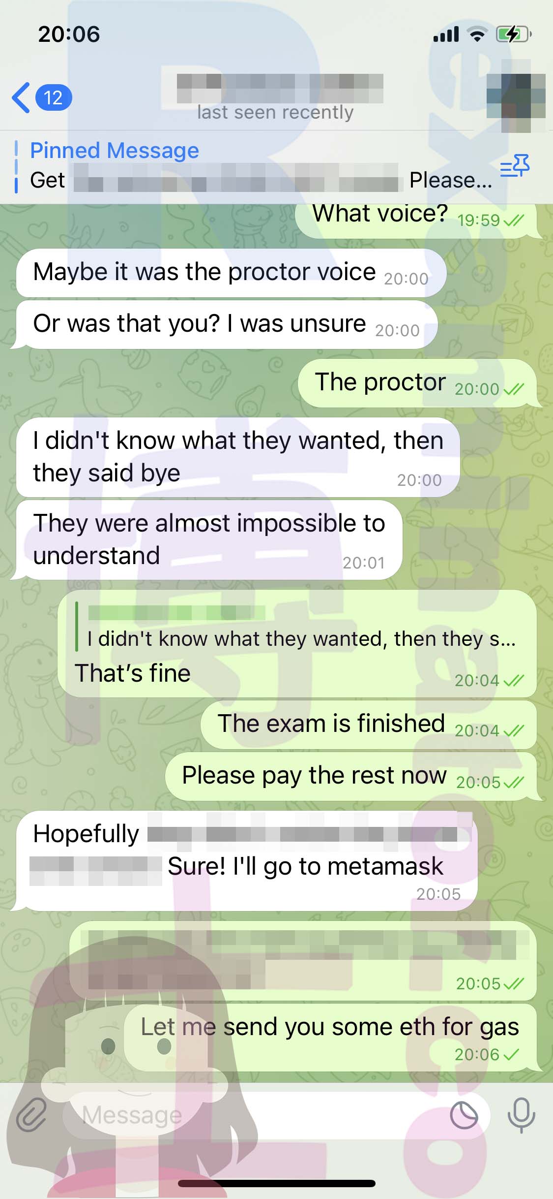 GRE代考保分成功案例#521的与客户对话截图
