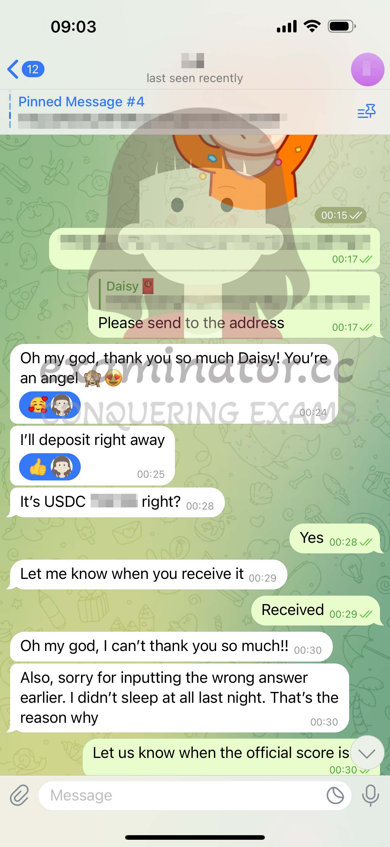 GRE代考保分成功案例#554的与客户对话截图