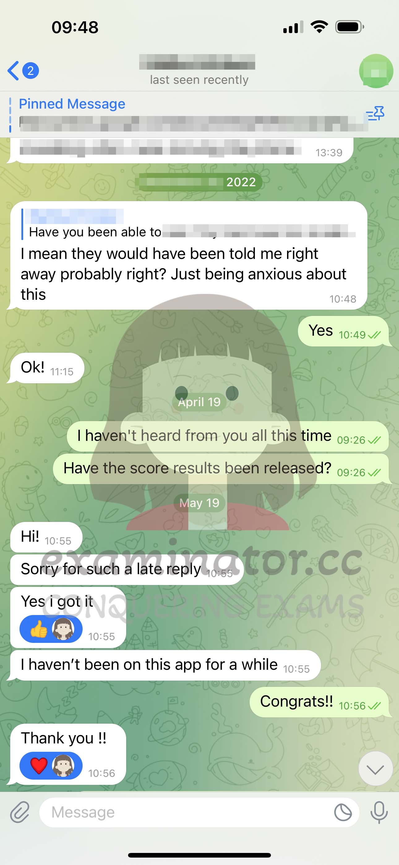 GRE代考保分成功案例#567的与客户对话截图