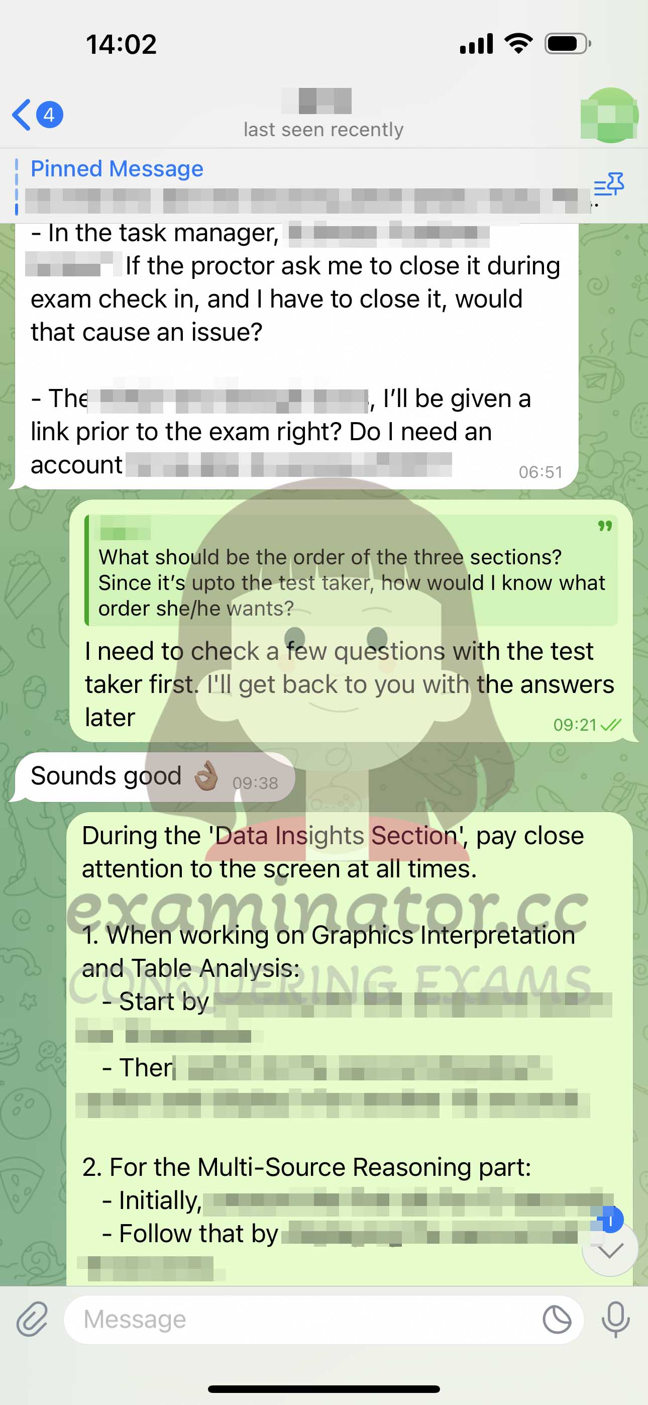GMAT代考保分成功案例#615的与客户对话截图